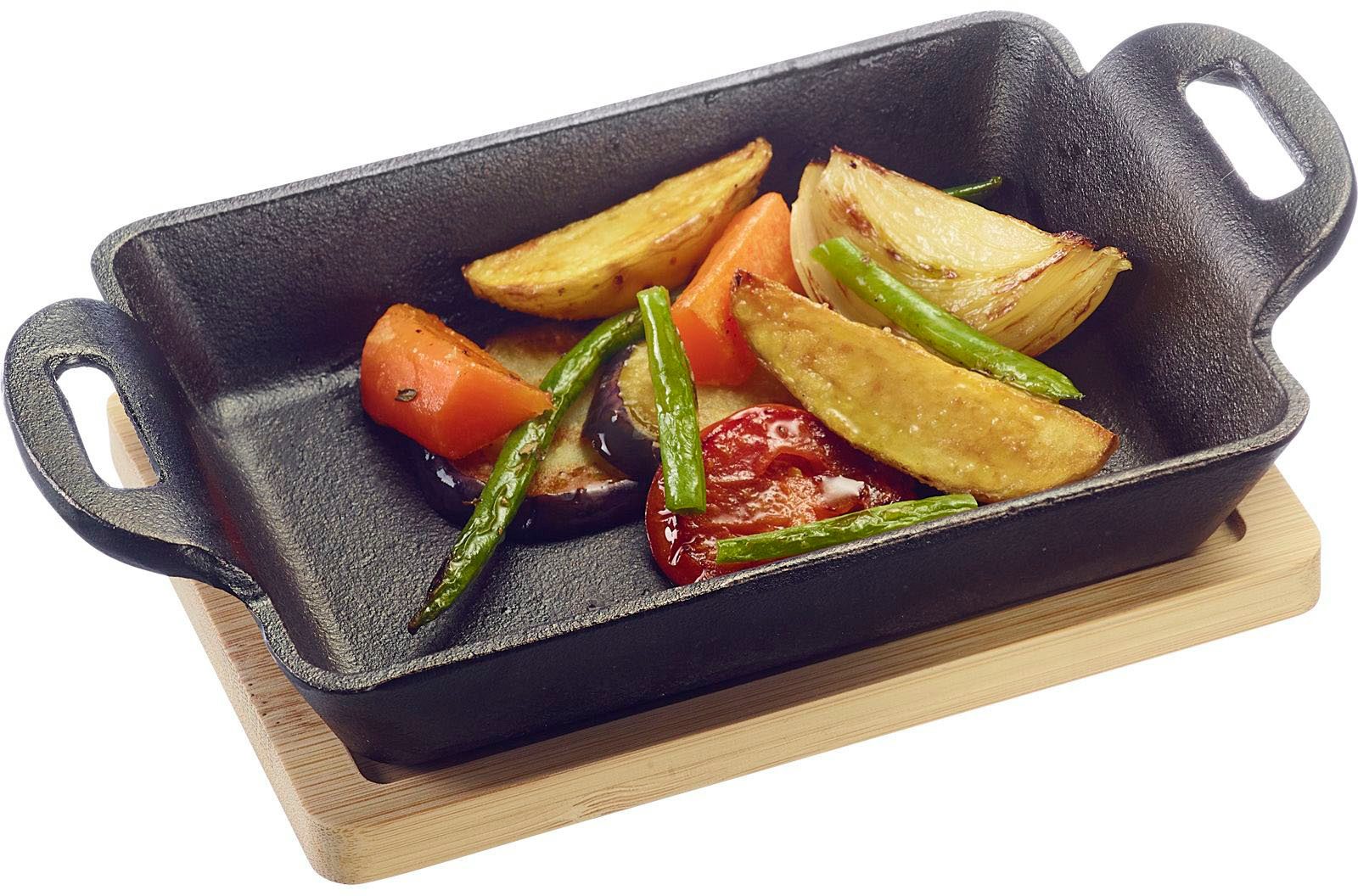 WESTMARK Grillpfanne Tapas + Friends, Gusseisen, 300 ml, inkl. Bambus-Untersetzer