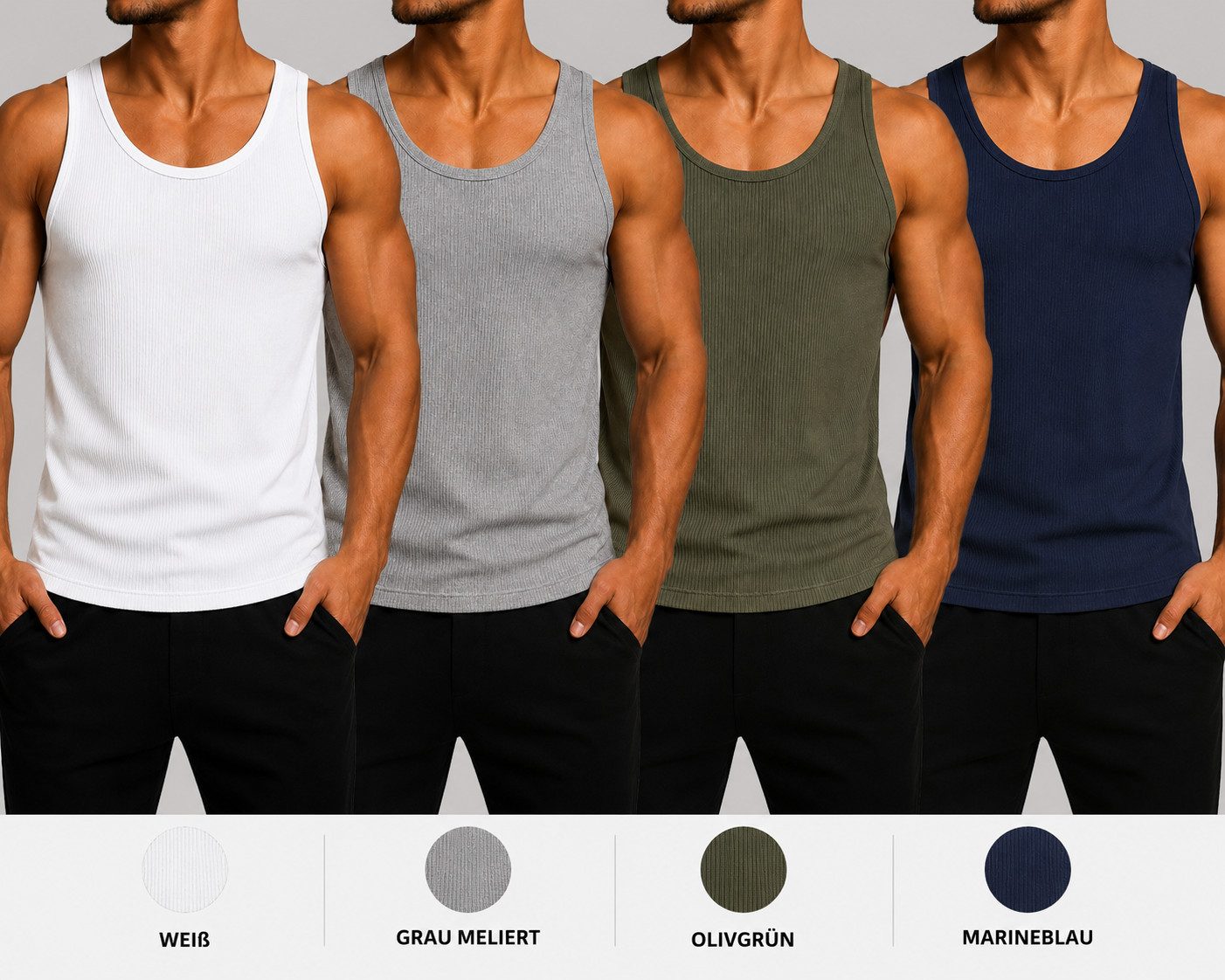 Moni Unterhemd Herren Unterhemd Tank Top/ Achselhemd Baumwolle & Atmungsaktiv (4-St)
