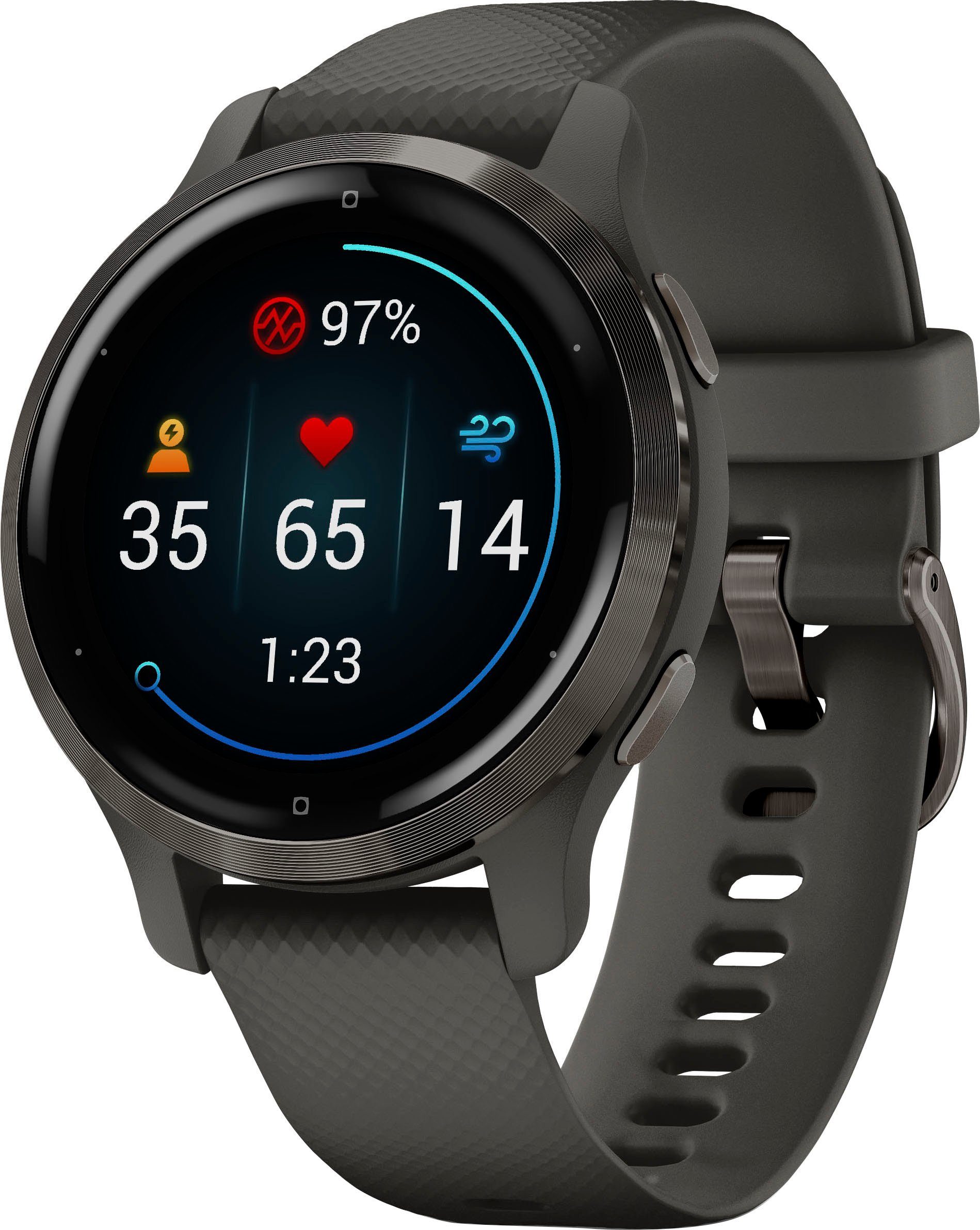 Zoll), 2S | dunkelgrau 25 (2,8 cm/1,1 Sport-Apps Venu Smartwatch Garmin dunkelgrau vorinstallierten
