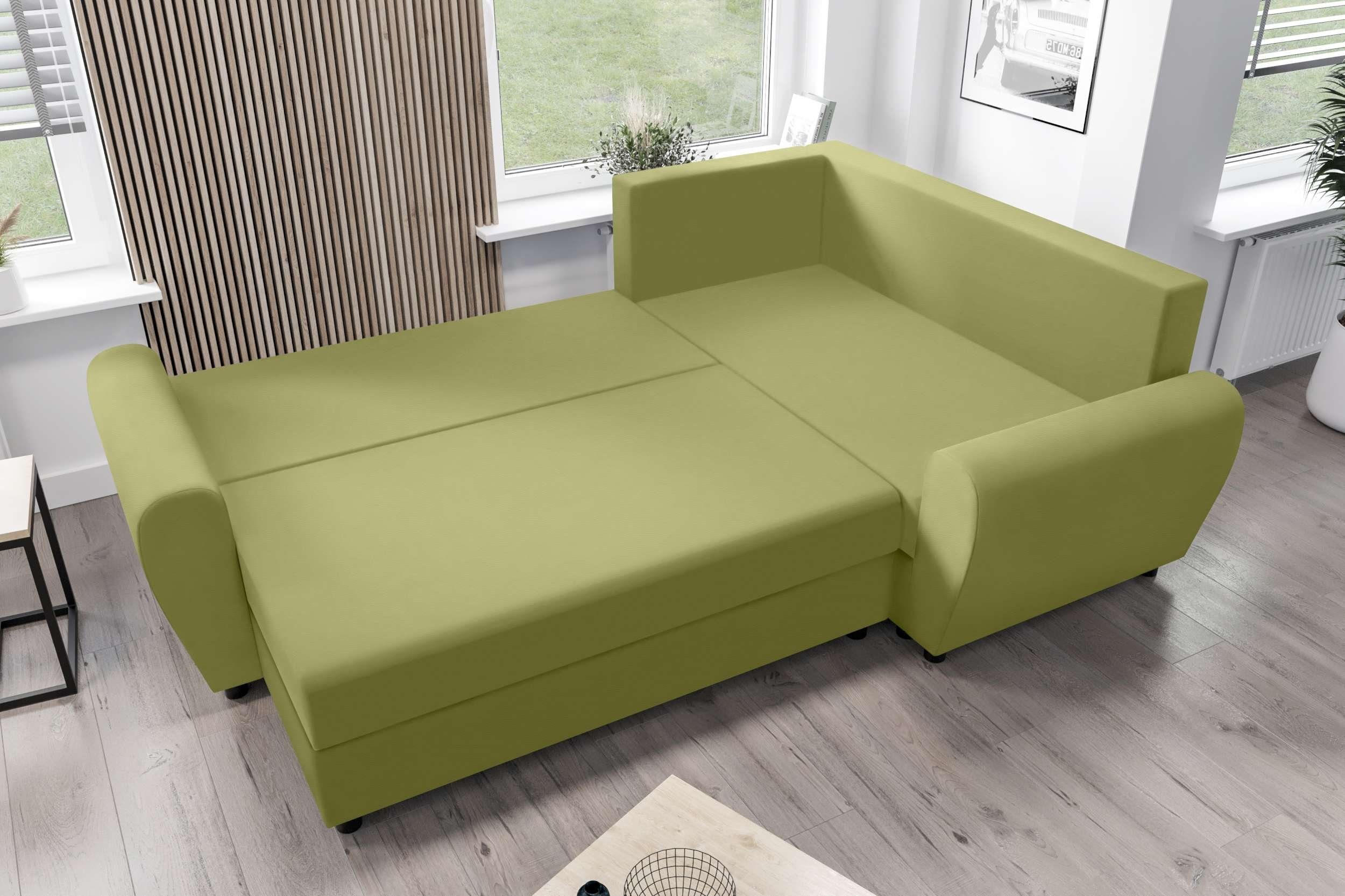 Bettfunktion, Design mit Valence, mit Eckcouch, Stylefy Sitzkomfort, Modern Sofa, L-Form, Bettkasten, Ecksofa