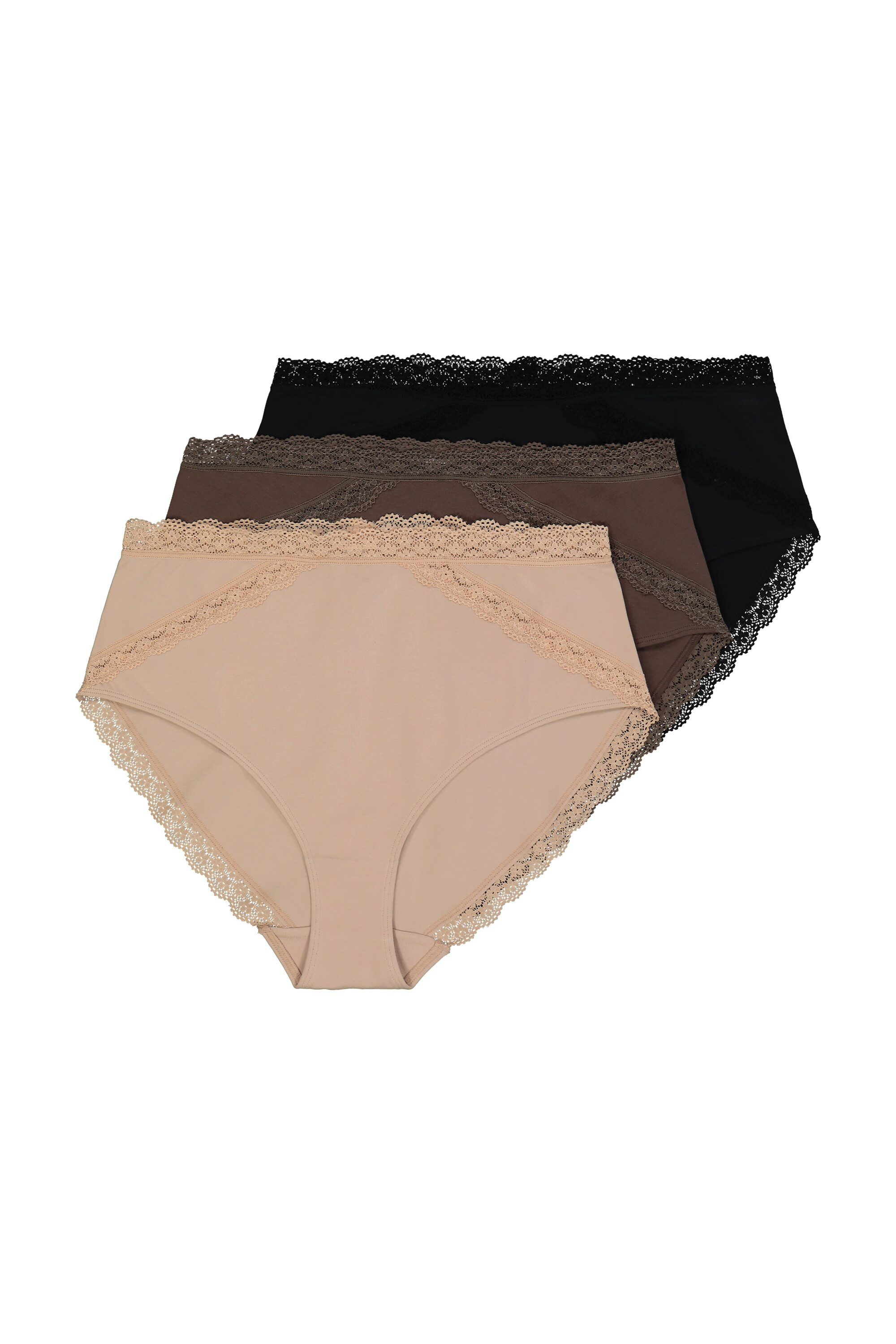 Ulla Popken Slip Midislips 3er-Pack Spitzenband