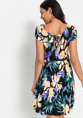 LASCANA Jerseykleid mit Alloverdruck und Rückenausschnitt, T-Shirt-Kleid, Sommerkleid