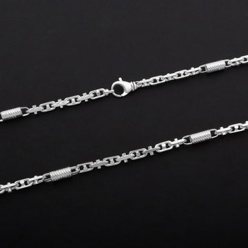 Tony Fein Silberkette Monte Carlo 8mm Breit Massiv 925 Sterling Silber, Halskette für Herren Made in Italy