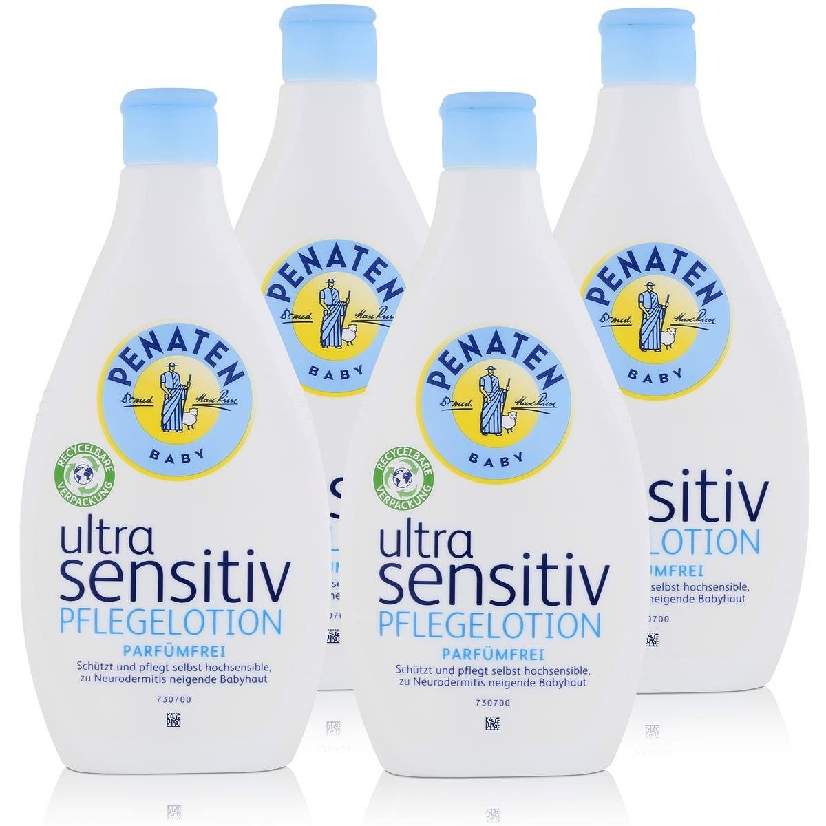 Babypflege-Set Penaten Baby ultra sensitiv Pflegelotion 400ml - Parfümfrei (4er Pack)