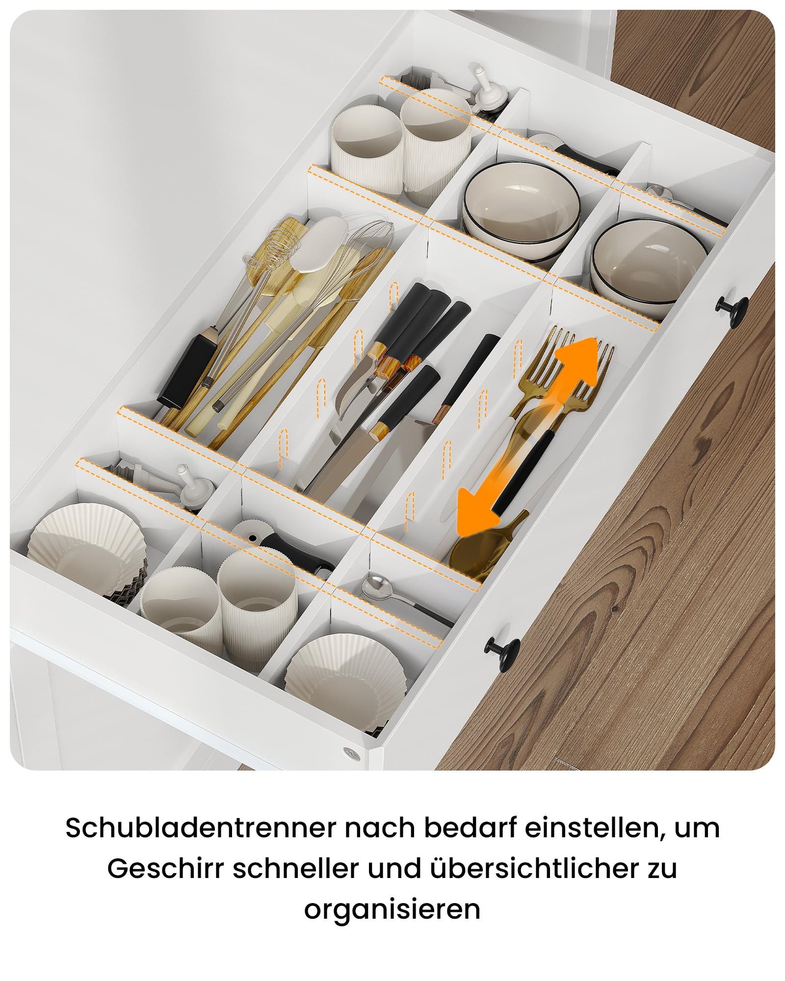 Küchenbuffet Küchenschrank Sideboard mit LED, Arbeitsplatte,Schubladen
