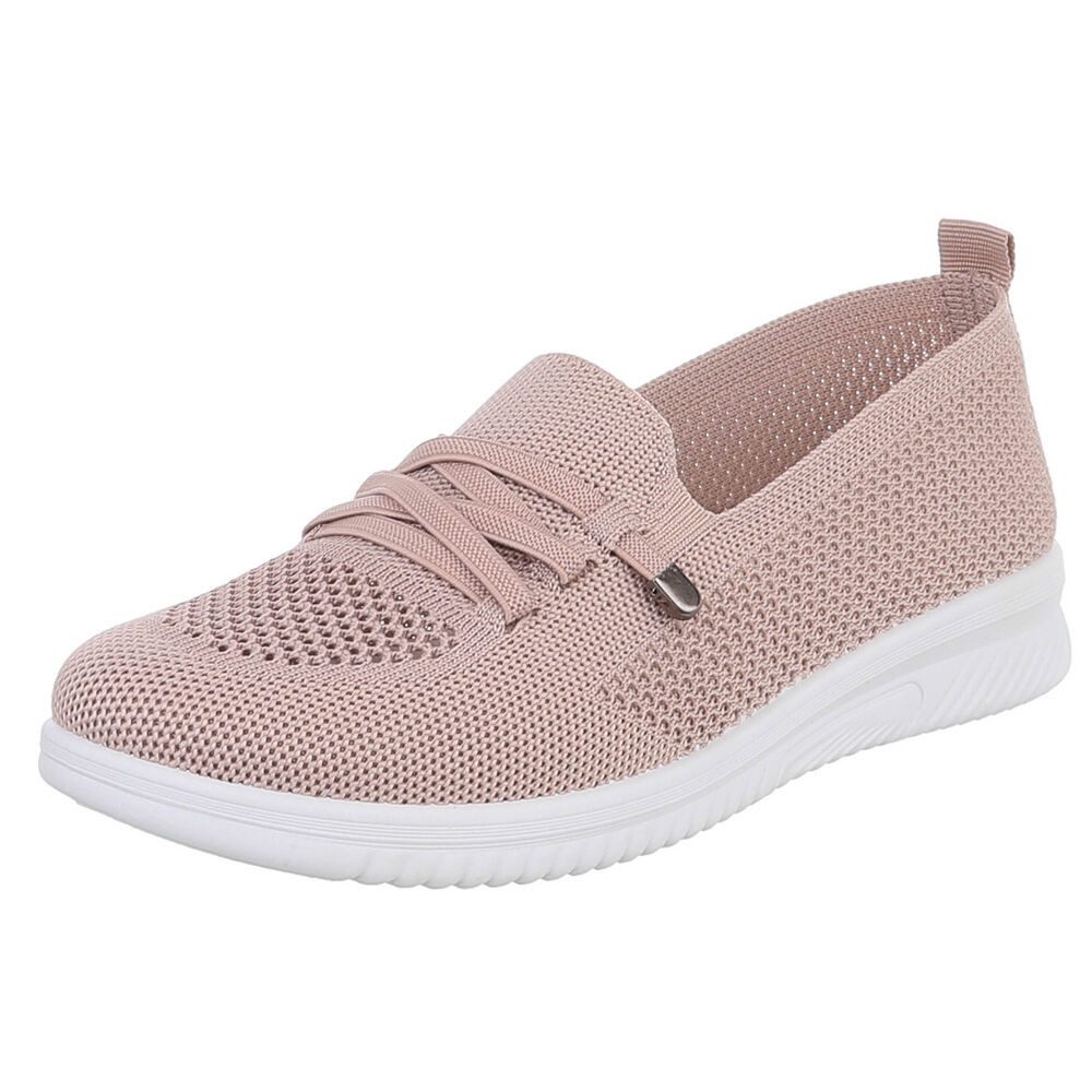 Ital-Design Bequeme Damenschuhe mit atmungsaktivem Mesh-Design Slipper (91554369) Keilabsatz/Wedge Slipper in Altrosa