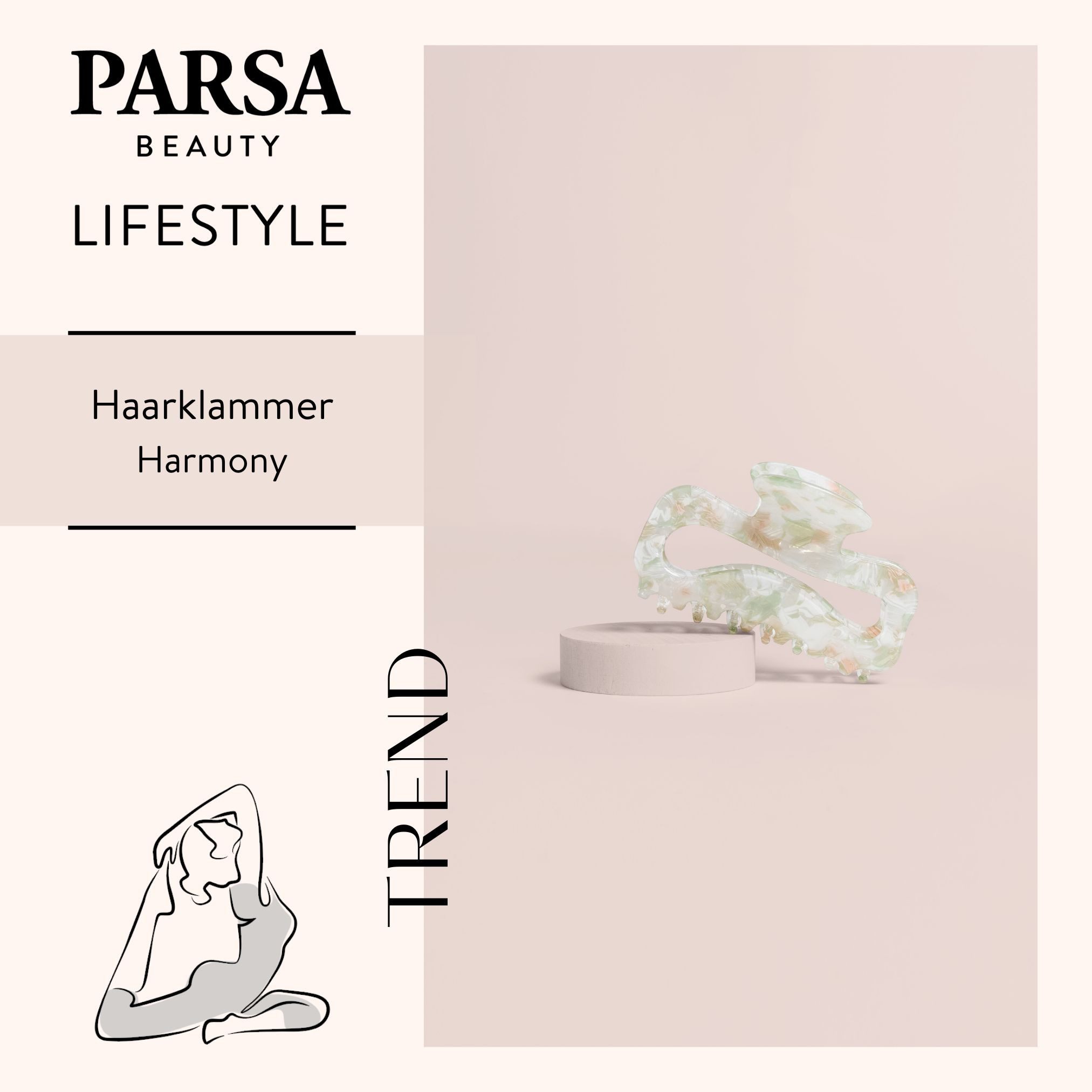 PARSA Beauty Haarklammer Lifestyle Pure Balance Haarklammer mit Marmor-Effekt, Groß