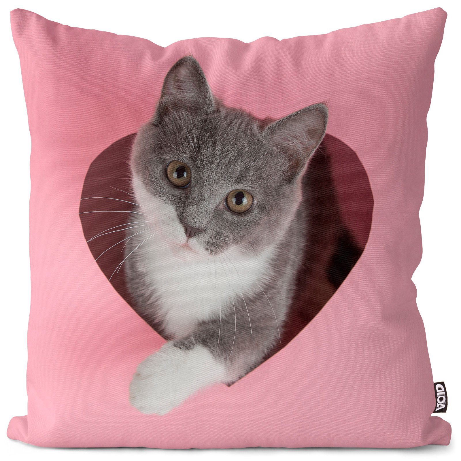 Valentinsgeschenke Herz Tier Kätzchen Valentinstag Schatz VOID Valentinsgeschenke (1 Geschenke Muttertag Liebe Haustier Geburts Sofa-Kissen Kissenbezug, Date Stück), Katze