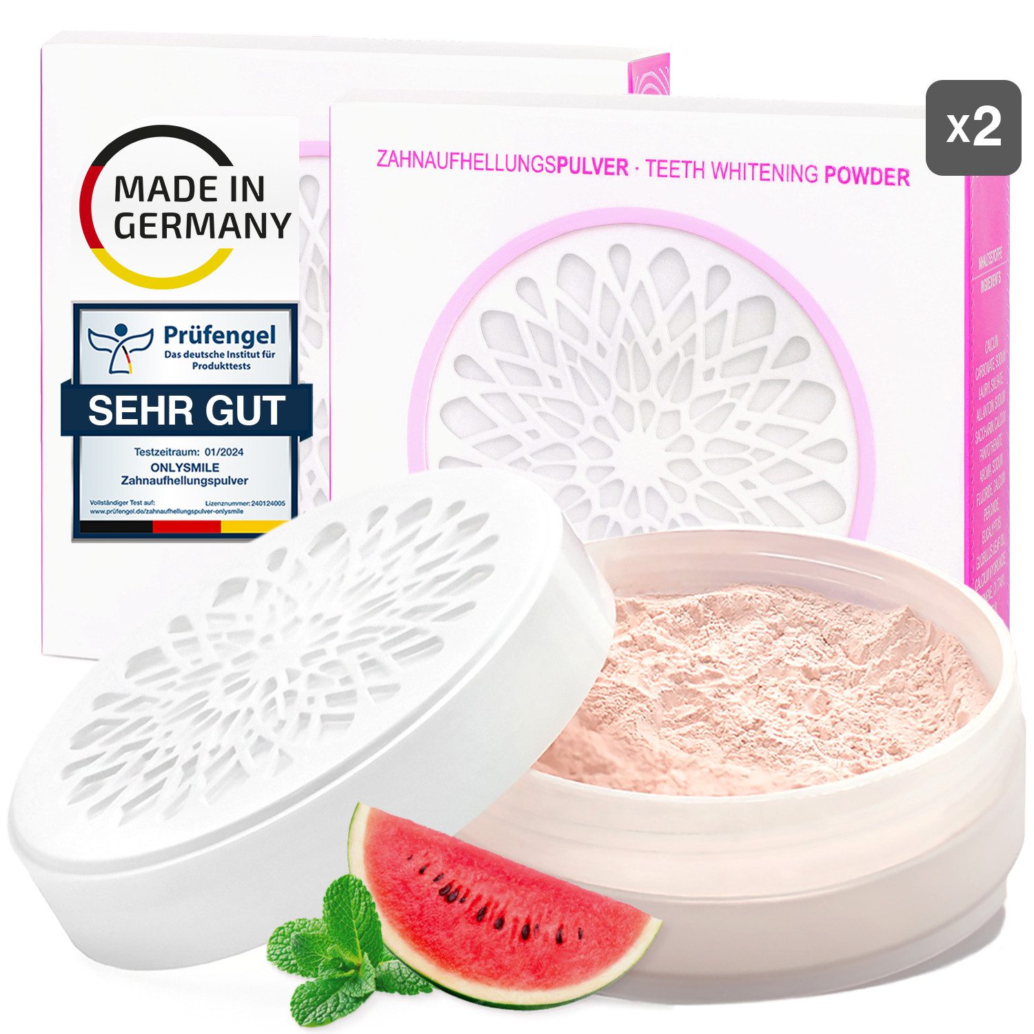 OnlySmile Zahnbleaching-Pulver Zahnaufhellung Pulver - Testsieger - Teeth Whitening Powder, Zahnaufhellung, Bleaching Powder, Aufhellen, weiße Zähne