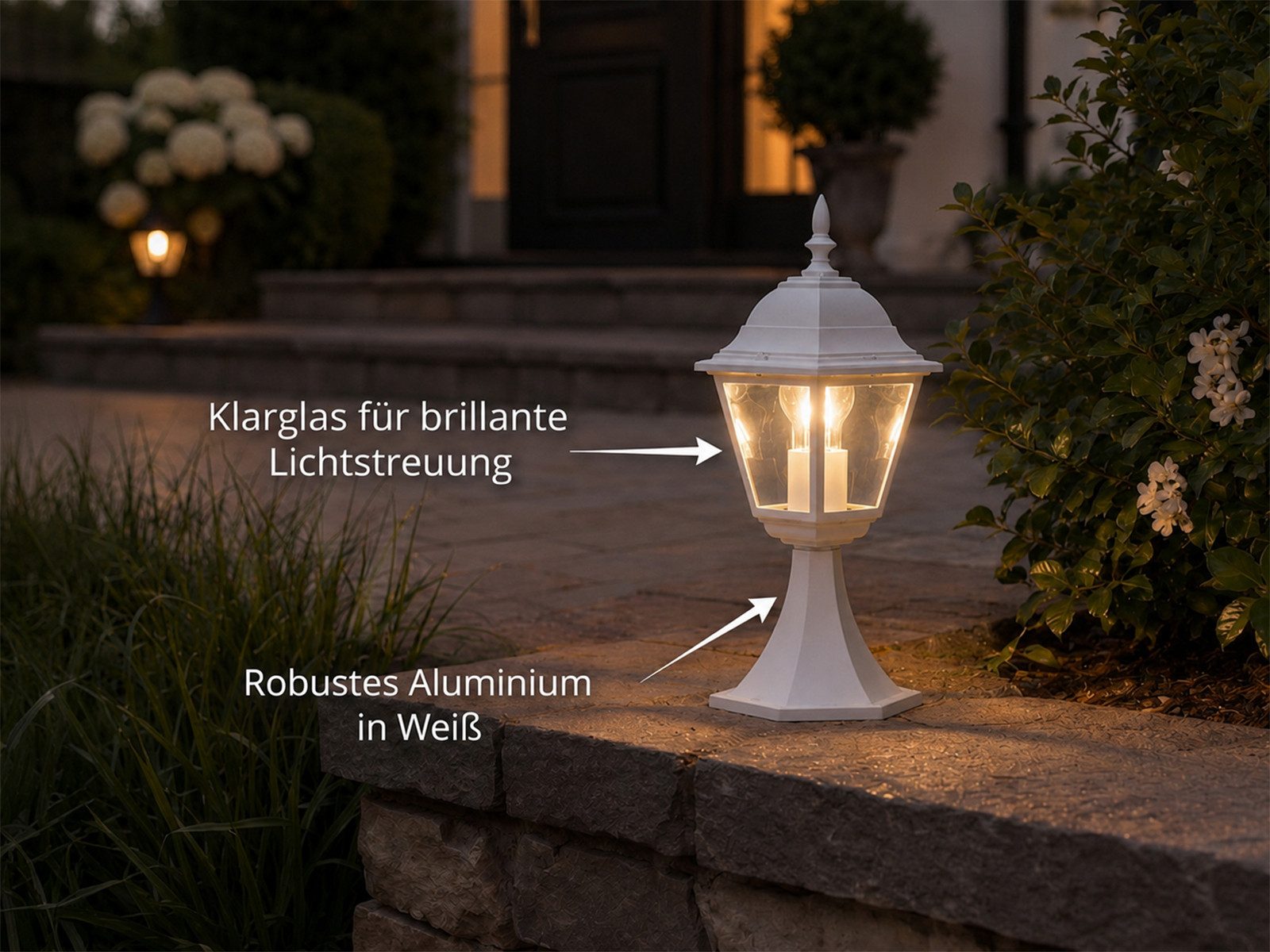 TRIO Leuchten LED Sockelleuchte im Landhausstil, Höhe 39cm, LED wechselbar, Warmweiß, Garten-Wegbeleuchtung, nostalgische Garten-Laterne, Außenleuchte