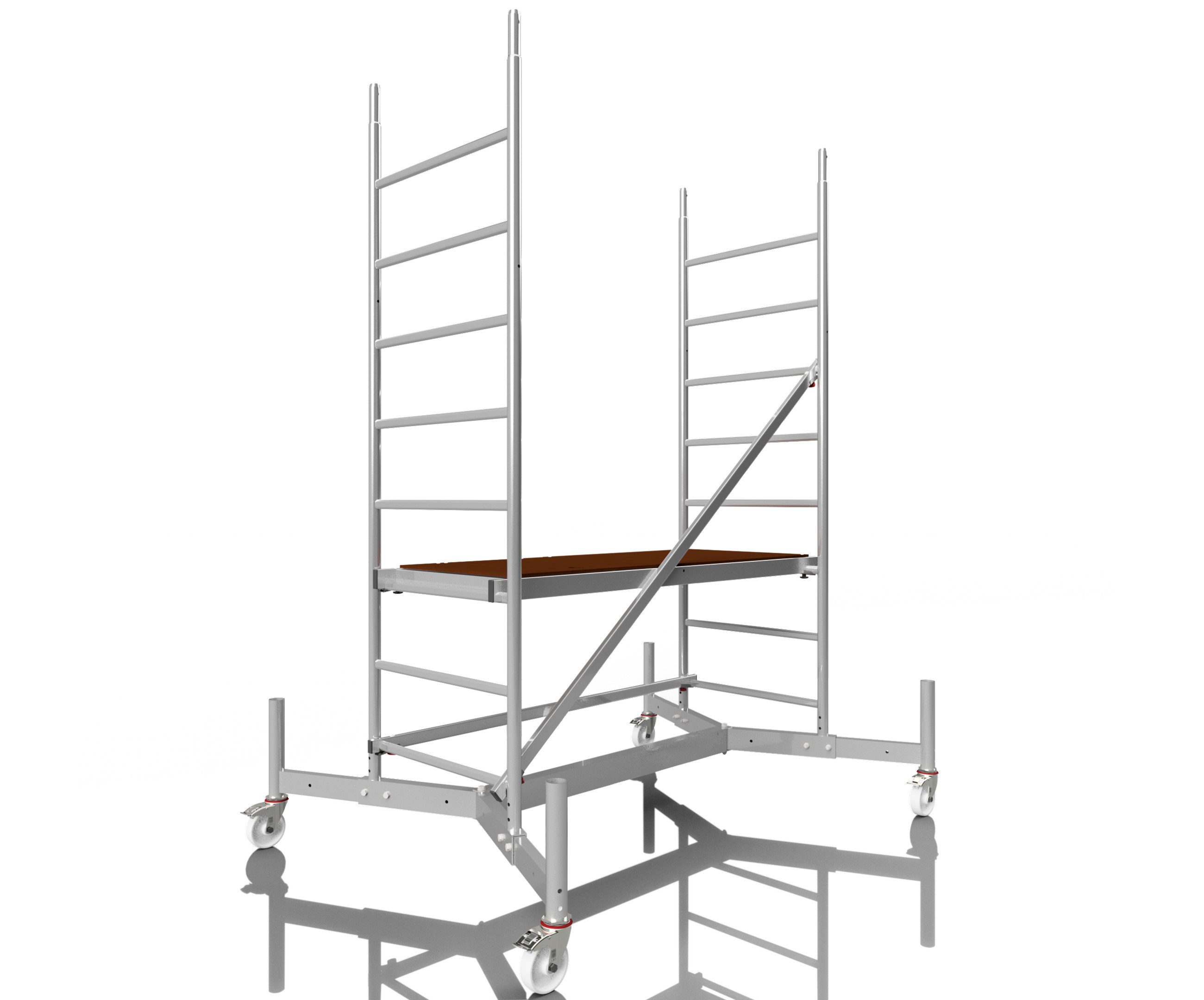ALTEC Aluminium Fahrgerüst Rollfix 1.0 mit Ø125mm Rollen, teleskopierbare Traverse & Wandanker, maximale Arbeitshöhe 10 Meter