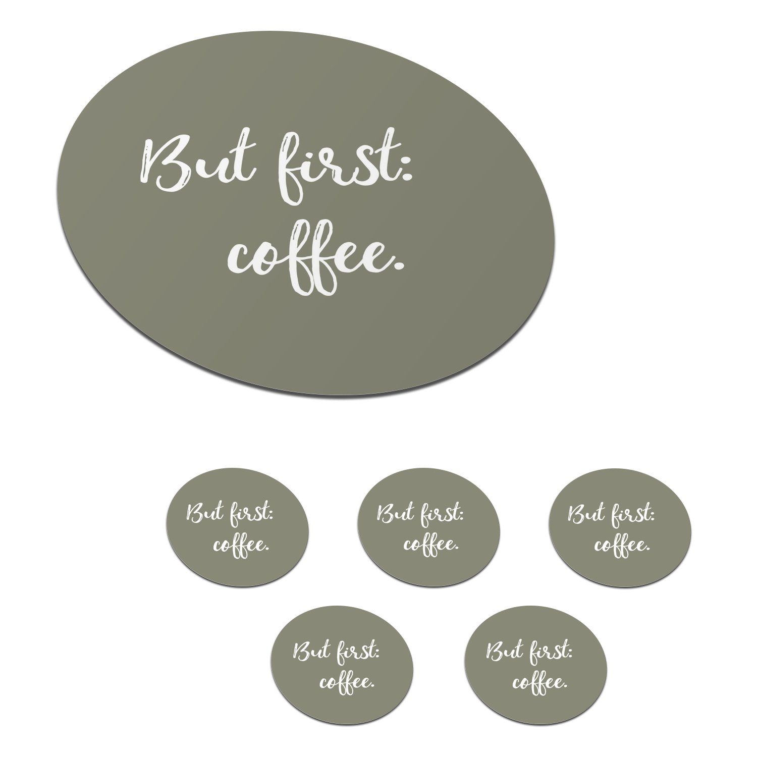 zuerst: Tasse, Tassenuntersetzer, Zitate für Korkuntersetzer, - - Gläser, Getränkeuntersetzer, Aber 6-tlg., - Kaffee Becher Sprichwörter Zubehör Glasuntersetzer Kaffee, MuchoWow