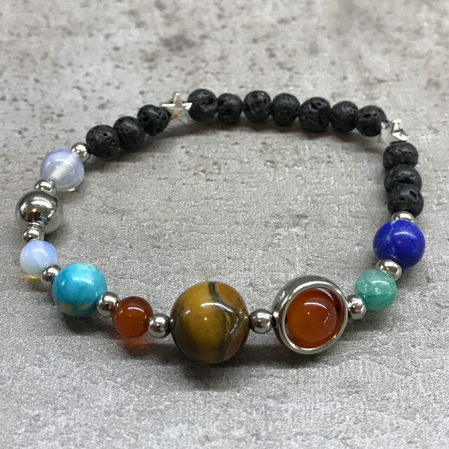 Bali-Homedecor Armband Lava-Steinarmband - Silber Sonnensystem günstig online kaufen