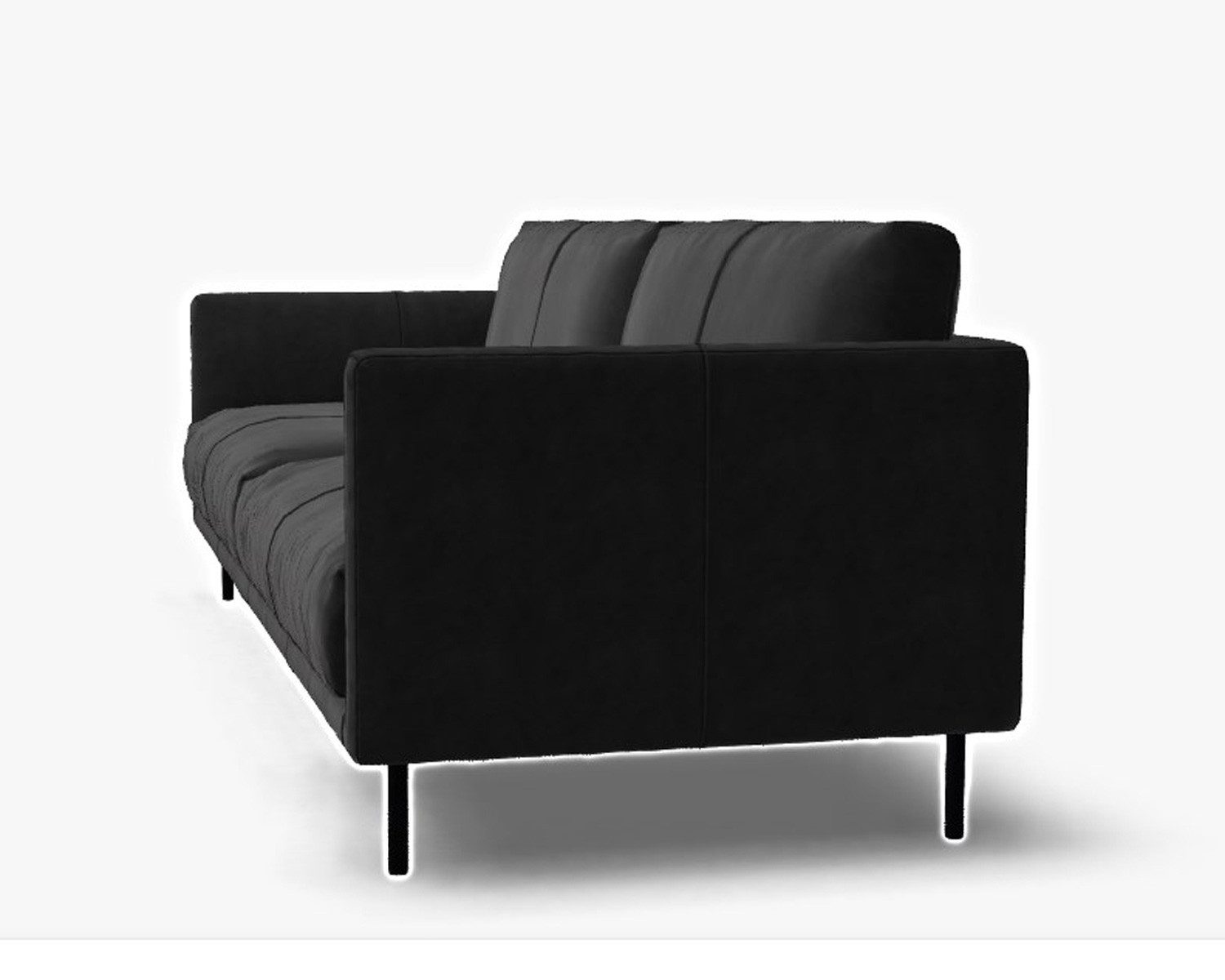 Rolf Benz 3-Sitzer Sofa freistil 133 Rolf Benz Leder schwarz 222cm, Echtes Leder
