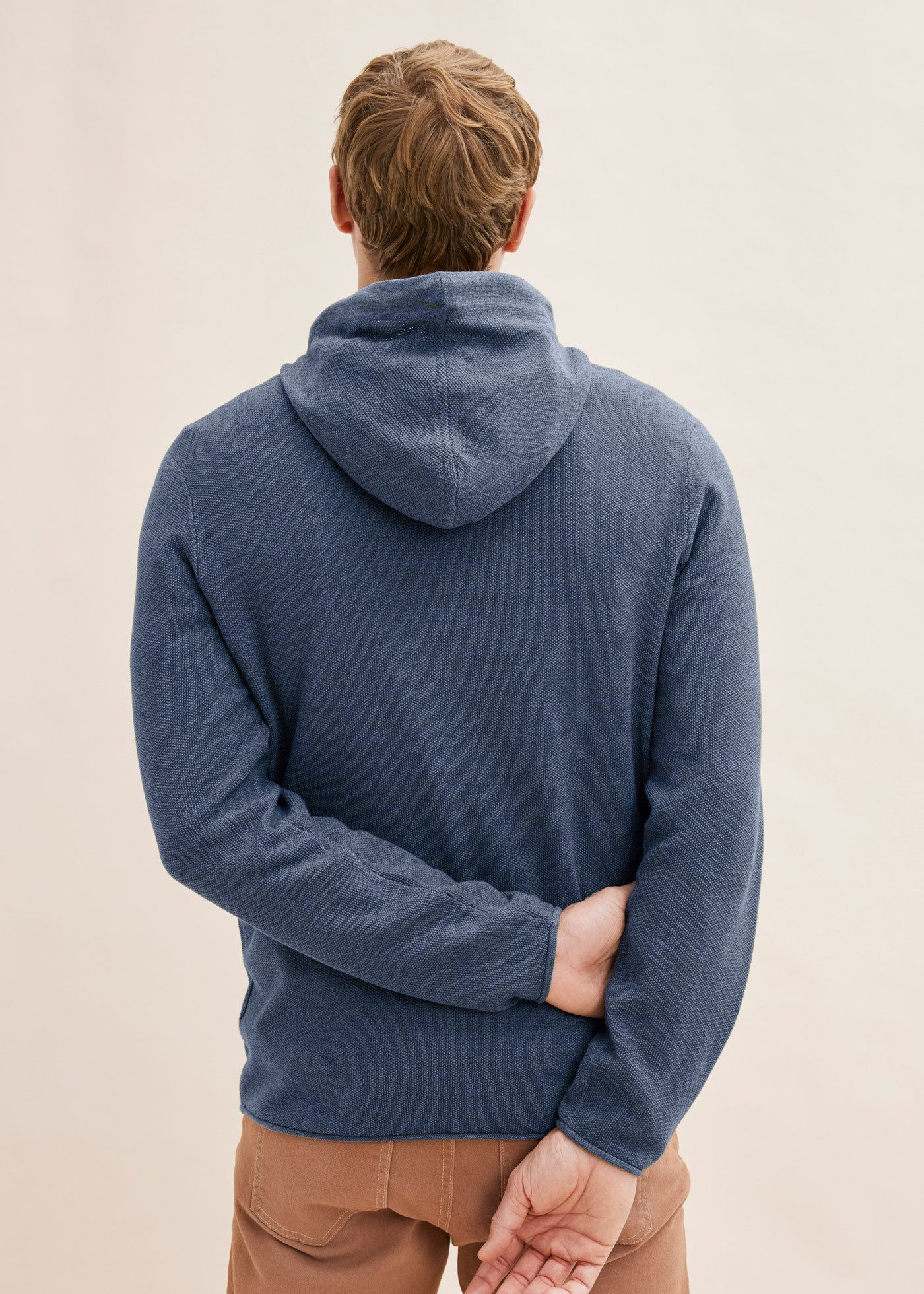 bonprix Strickpullover aus Baumwolle und Polyacryl, mit Kapuze, Regular Fit