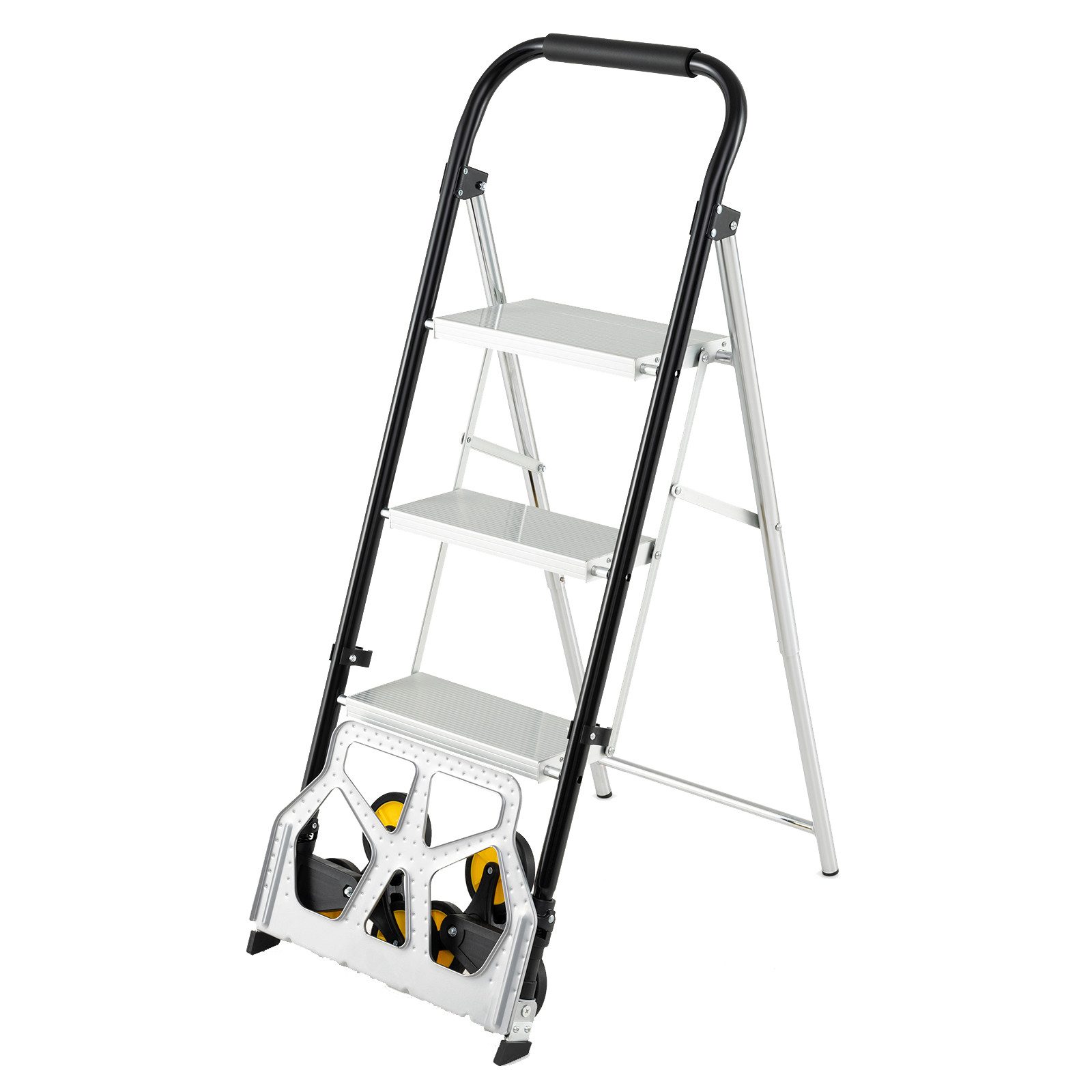 COSTWAY Transportkarren, 2-in-1 Klappkarre & Leiter mit rutschfesten Pedalen