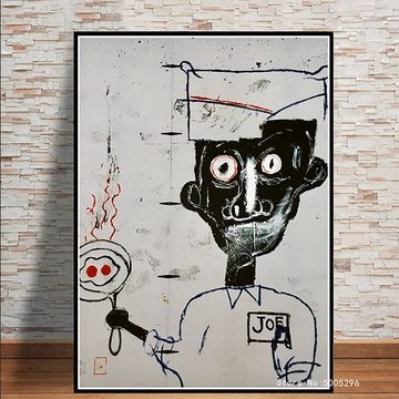 TPFLiving Kunstdruck (OHNE RAHMEN) Poster - Leinwand - Wandbild, Jean-Michel Basquiat - Werke des Graffitikünstlers - Graffitikunst - (Leinwand Wohnzimmer, Leinwand Bilder, Kunstdruck), Leinwandbild bunt - Größe 13x18cm