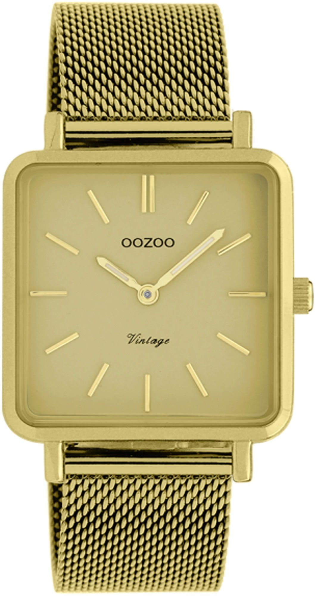 eckig, Oozoo Analog, Fashion-Style gold Damen Damenuhr klein OOZOO (ca. 29mm) Edelstahlarmband, Quarzuhr Armbanduhr