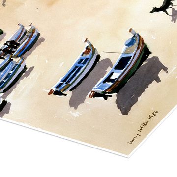 Posterlounge Poster Lucy Willis, Boote am Strand, Wohnzimmer Maritim Malerei