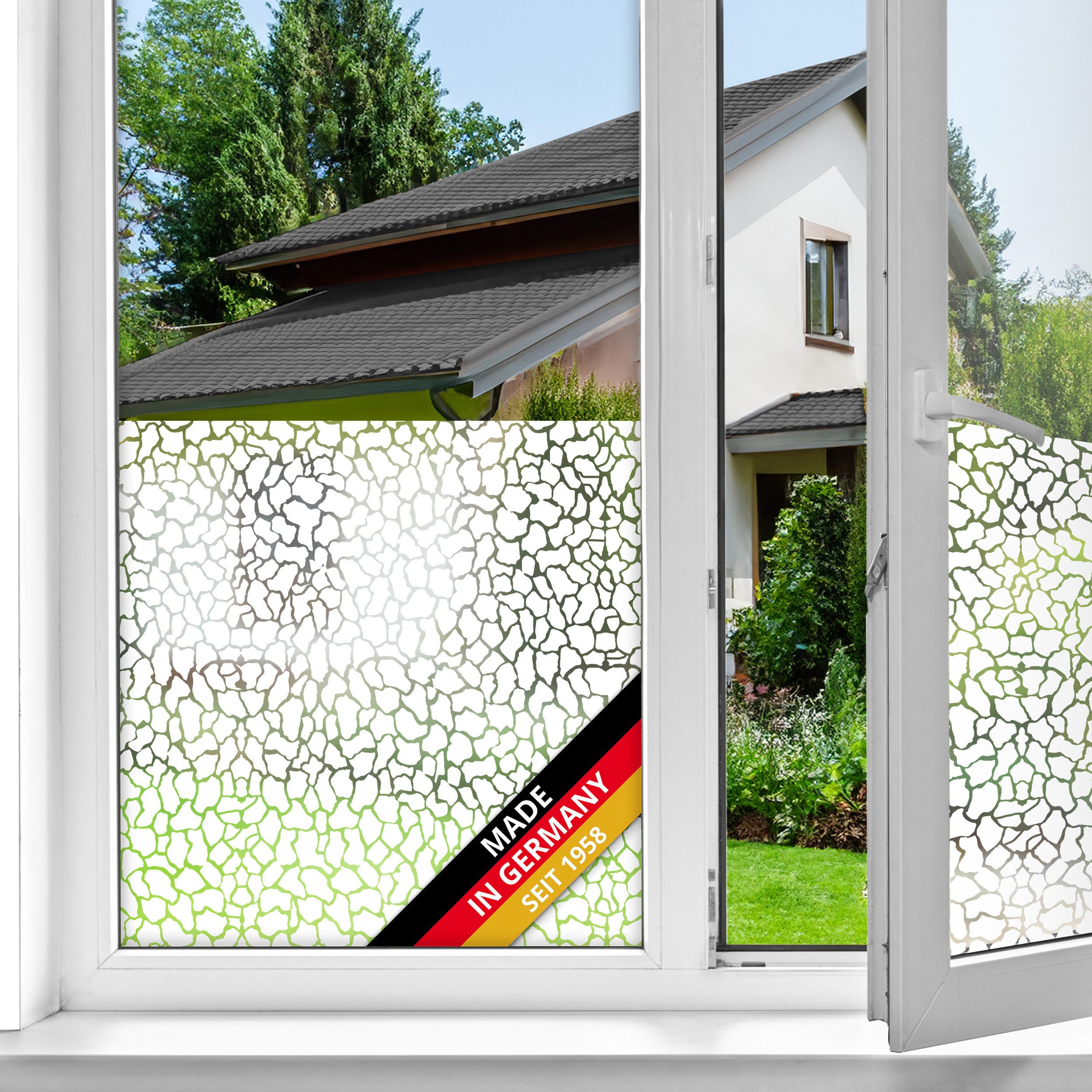 d-c-fix Fensterfolie Lava - selbsthaftende Sichtschutzfolie Deko Folie für Fenster innen, Glatt, 150 x 45cm - rückstandslos entfernbar & wiederverwendbar