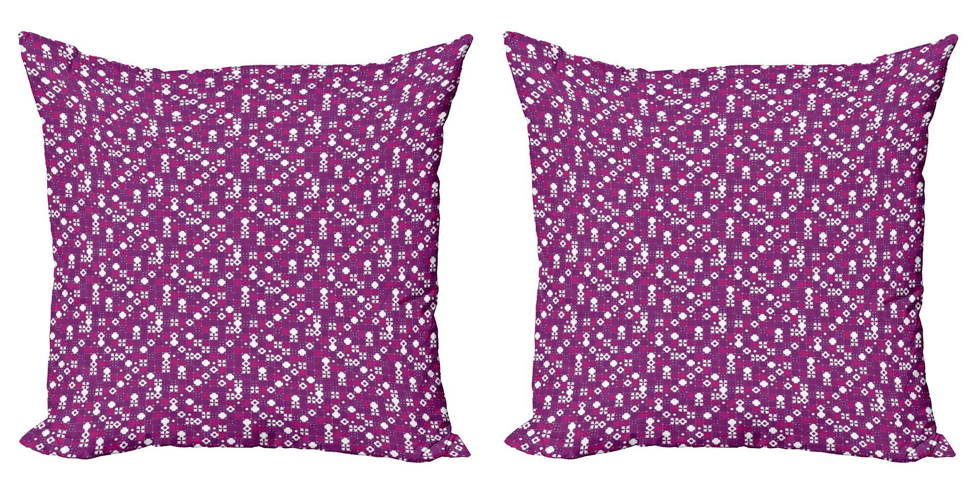 Kissenbezüge Modern Accent Doppelseitiger Digitaldruck, Abakuhaus (2 Stück), Jahrgang Tile Design Lila Schatten | Kissenbezüge
