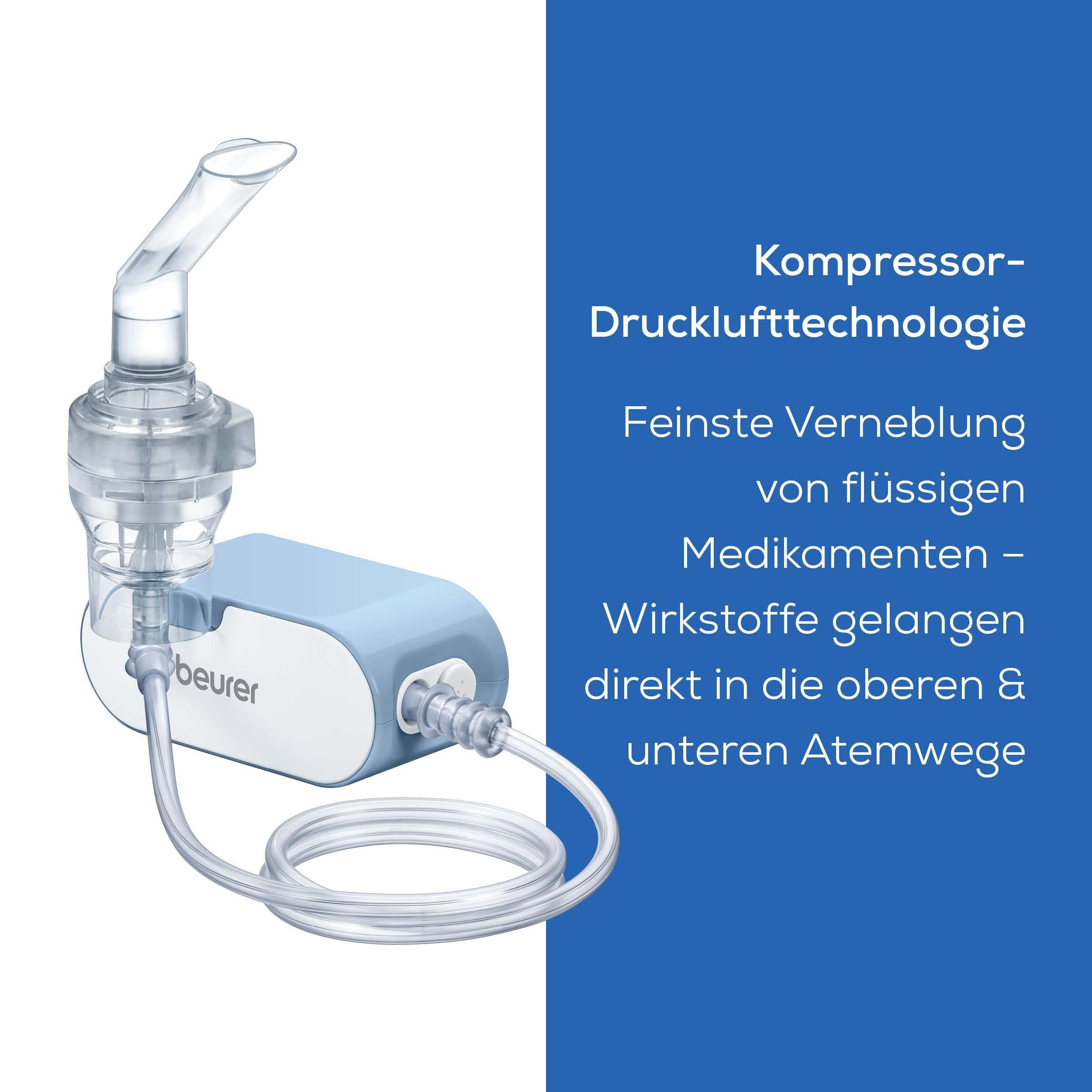 BEURER Inhalationsgerät IH 60 zur Behandlung der oberen und unteren Atemwege, Entspannte Anwendung durch flüsterleisten Betrieb