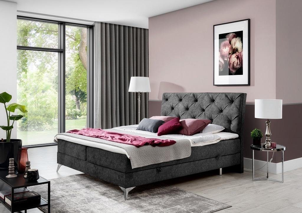 JVmoebel Bett Bett Textil Polster Doppel Design Barock Modern Stil grau