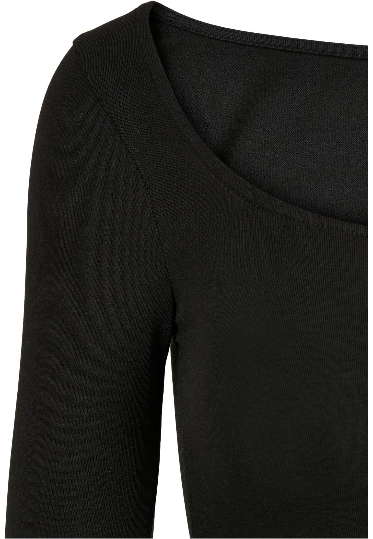 URBAN CLASSICS Organic (1-tlg) Longsleeve Damen Ladies Langarmshirt Body black
