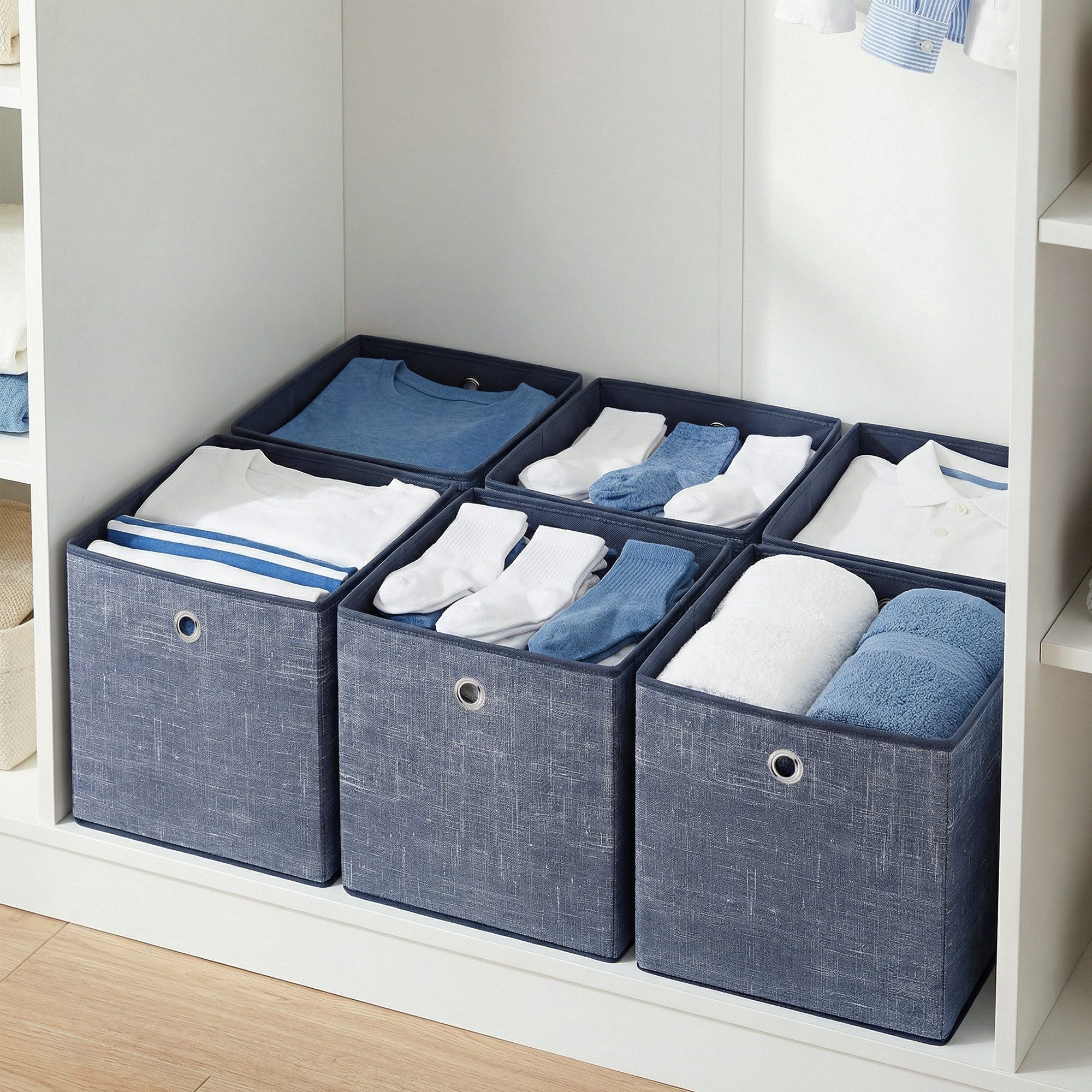 SONGMICS Aufbewahrungsbox Aufbewahrungsboxen, stoff, Ordnungsboxen, Organizer (Aufbewahrung, Organizer, für Würfelregal, mit Griff), 6er Set, aus Vliesstoff mit Griff, 30 x 30 x 30 cm