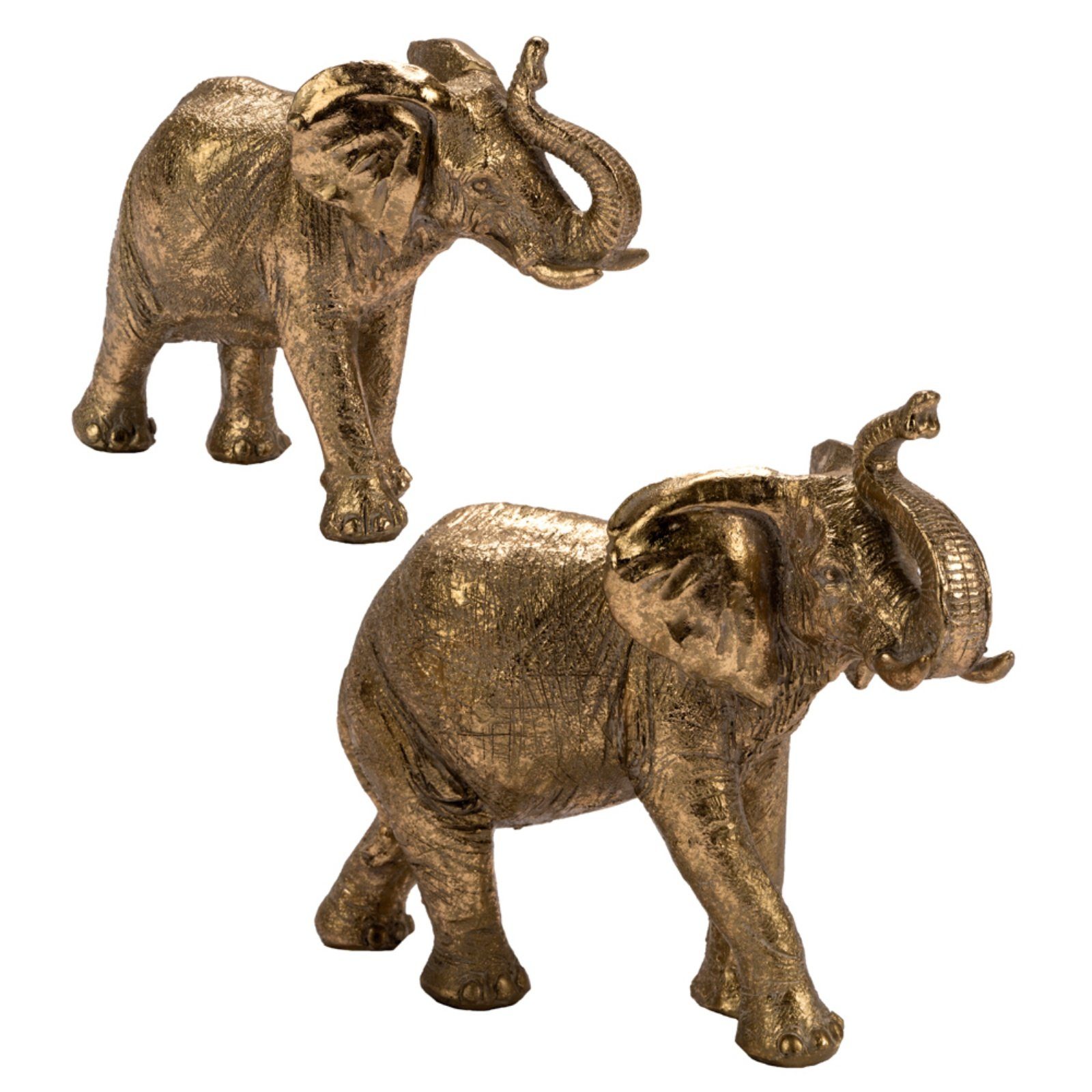 Cosy Home Resin, Set), gold Ideas gold glitzernd Set 2-er farbig Dekofiguren 2er Resin aus Tierfigur Figuren (Set, Elefanten