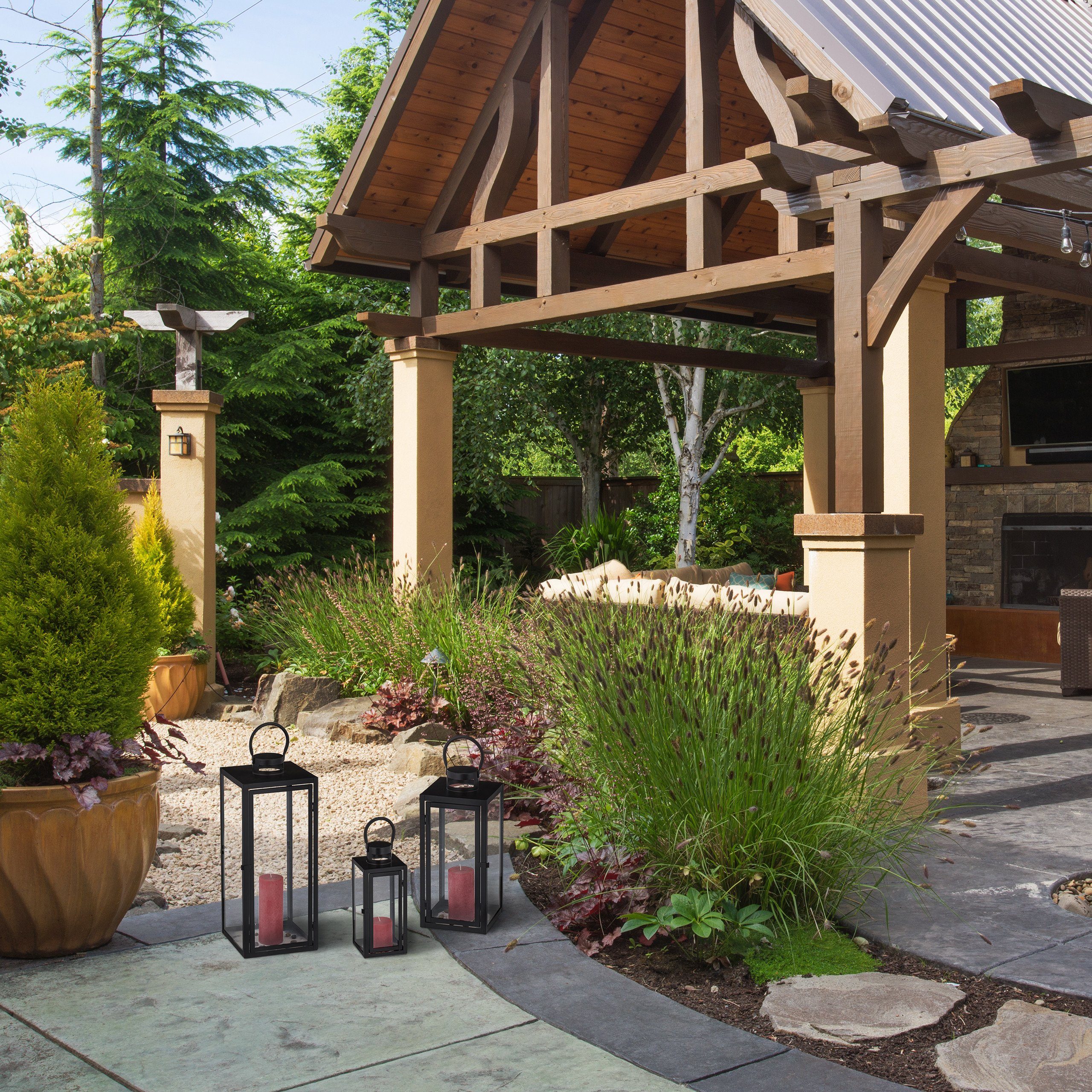 relaxdays Kerzenlaterne Laternen 3er Set schwarz günstig online kaufen