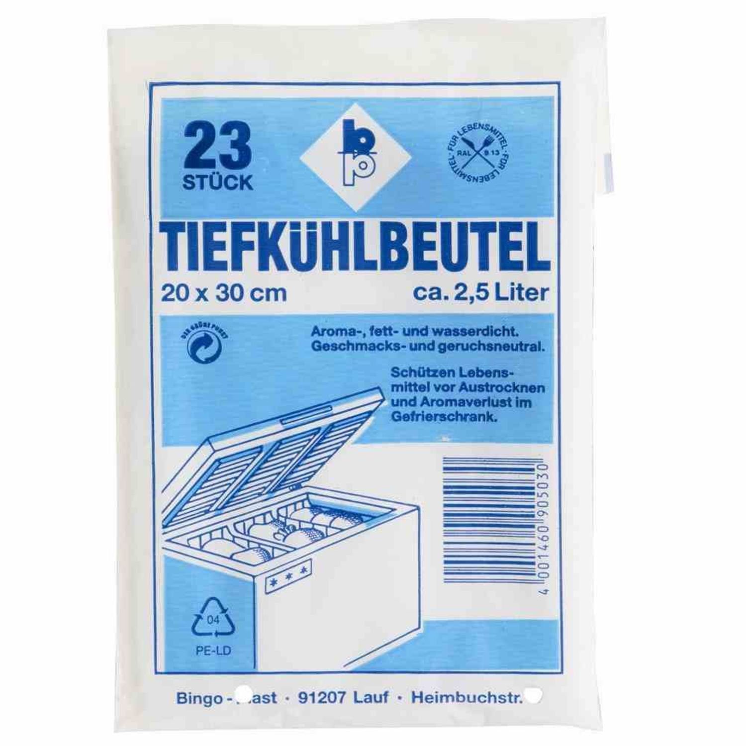 Bingo-Plast Gefrierbeutel Tiefkühlbeutel 2,5 l, 21 x 30, 23 Stück