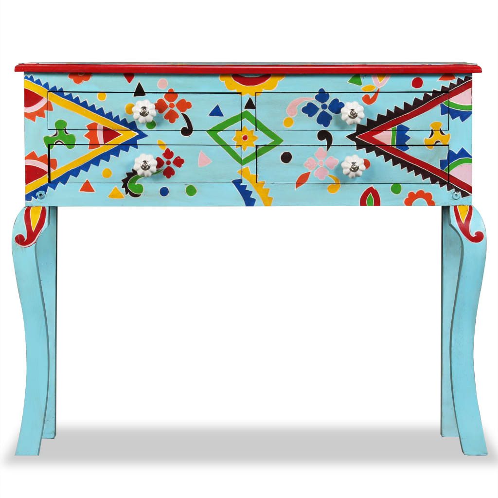 furnicato Konsolentisch Bunter aus Vollholz 90 x 30 x 76 cm Mehrfarbig (1-St)