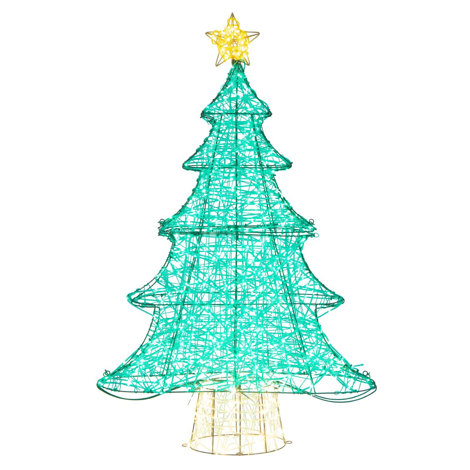 COSTWAY Künstlicher Weihnachtsbaum, 123cm mit & LEDs, Lichterkette 520 Stern