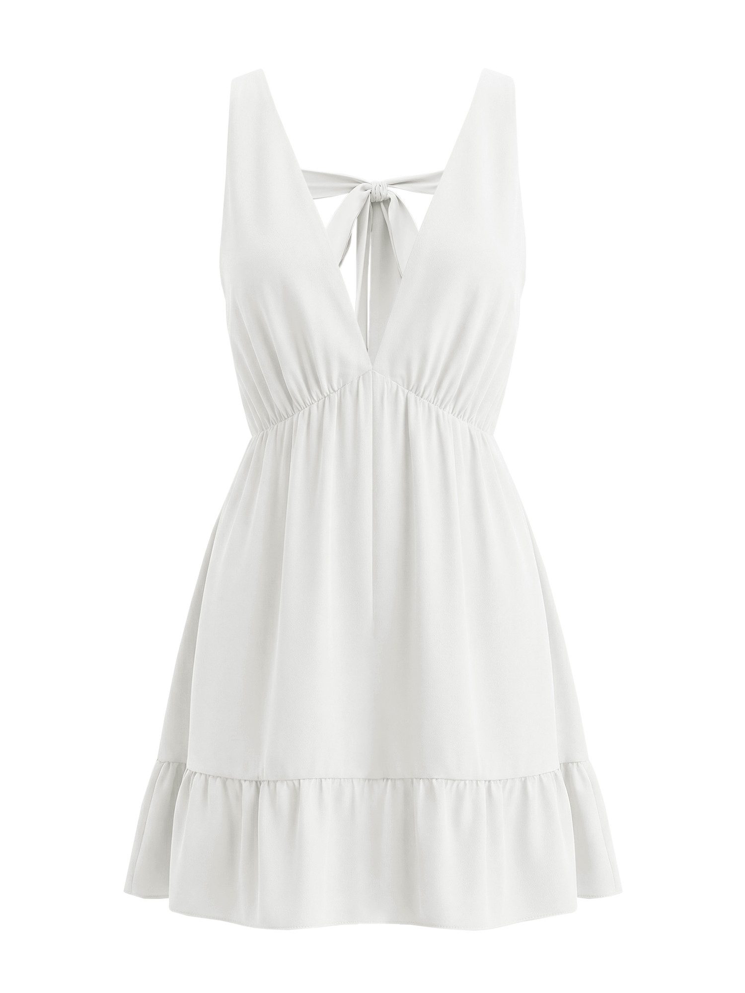 Imily Bela Minikleid Damen Ärmellos Rückenfrei mit tiefem V-Ausschnitt Casual (Packung, 1-tlg., 1per-Pack) mit Schleifenverschluss in Unifarbe – Bild 5 von 5