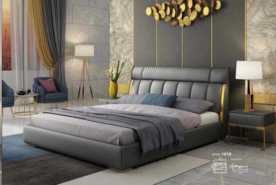 Hotel Design Metall JVmoebel Luxus Bett Schlafzimmer Doppel Bett, Betten Polster