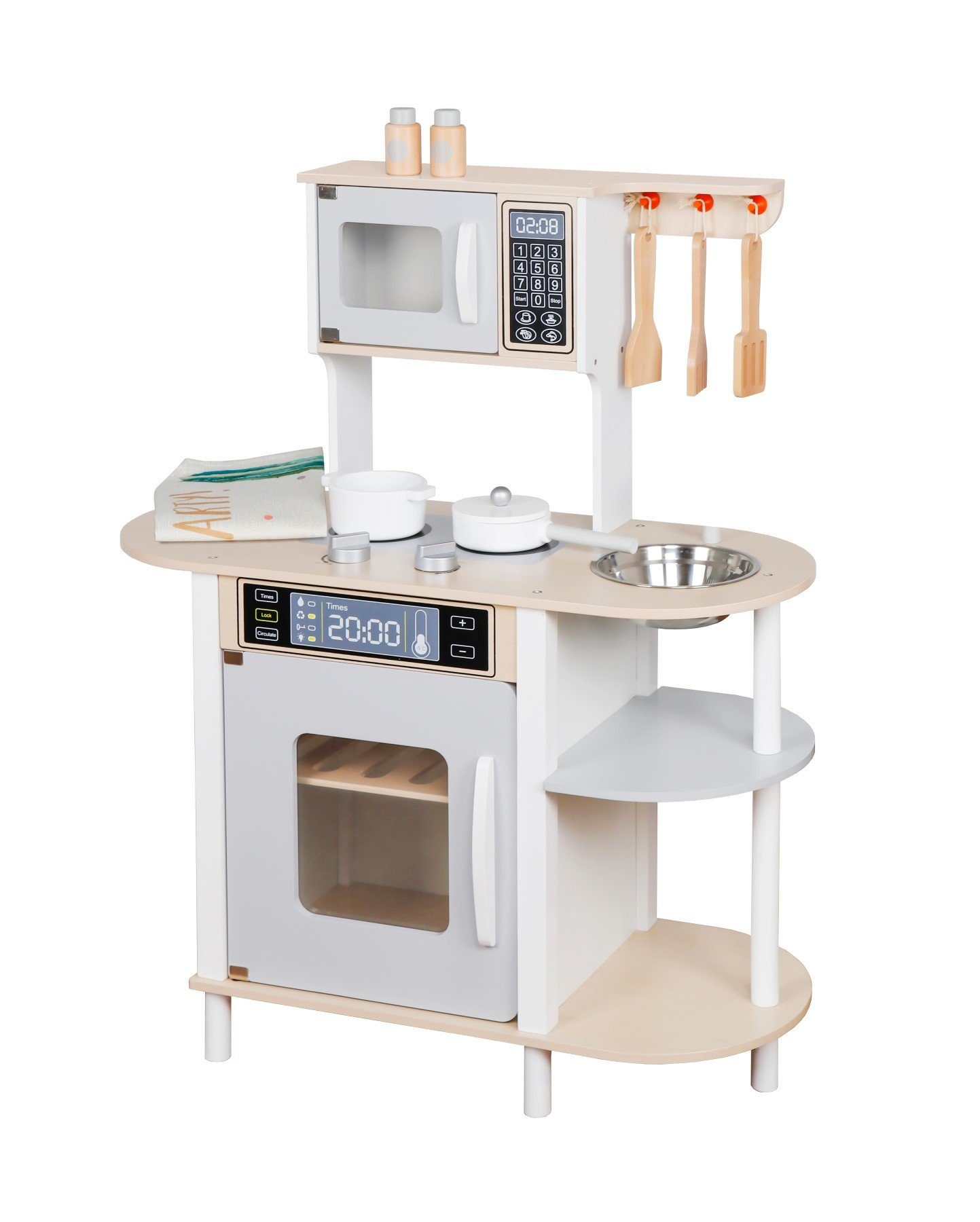 TikTakToo Spielküche Kinderküche mit Zubehör Kochgeschirr Schürze Holzküche günstig online kaufen