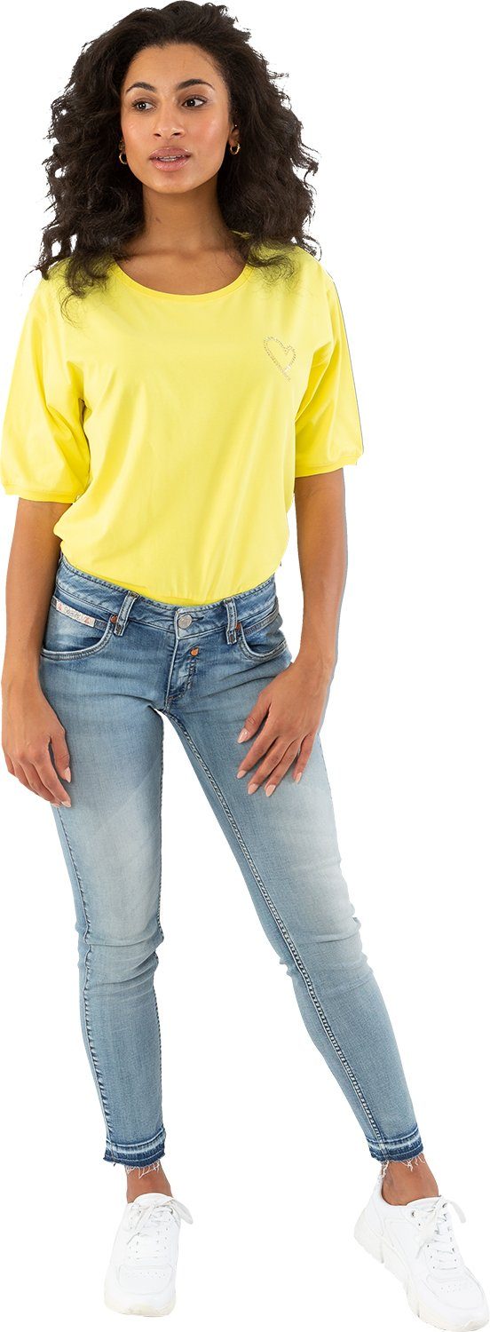 Gio Milano T-Shirt G26-1100 Strassapplikation als Logo, seitliche Schlitze