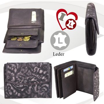 Sunsa Geldbörse Kleine Leder Geldbeutel Vintage Portemonnaie Brieftasche Damen, echt Leder, Vintage Style, mit RFID-Schutz, zeitlos