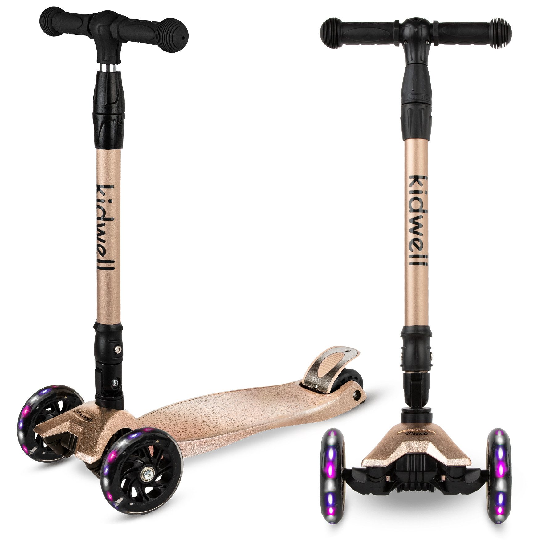 COIL Dreiradscooter Kinderroller, Tretroller, Dreirad-Balance-Roller, Cityroller, 10 km/h, ABEC-7-Lager, 3-stufige Lenkradverstellung, LED-Räder