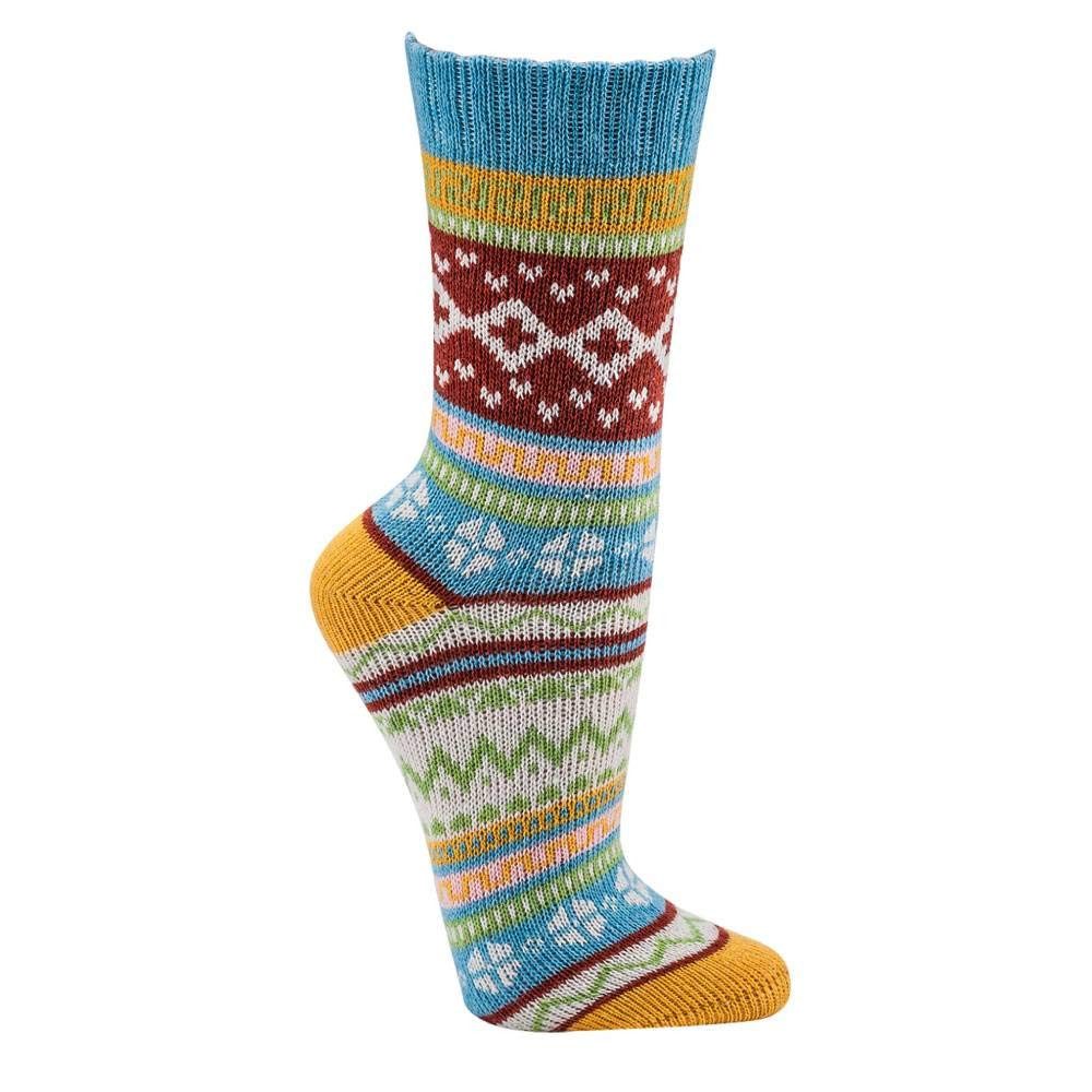 HomeOfSocks Socken Bunte Baumwollsocken Skandinavisches Design 3er Pack Baumwollsocken Fröhlich Bunten Muster Druckarmer Zehennaht