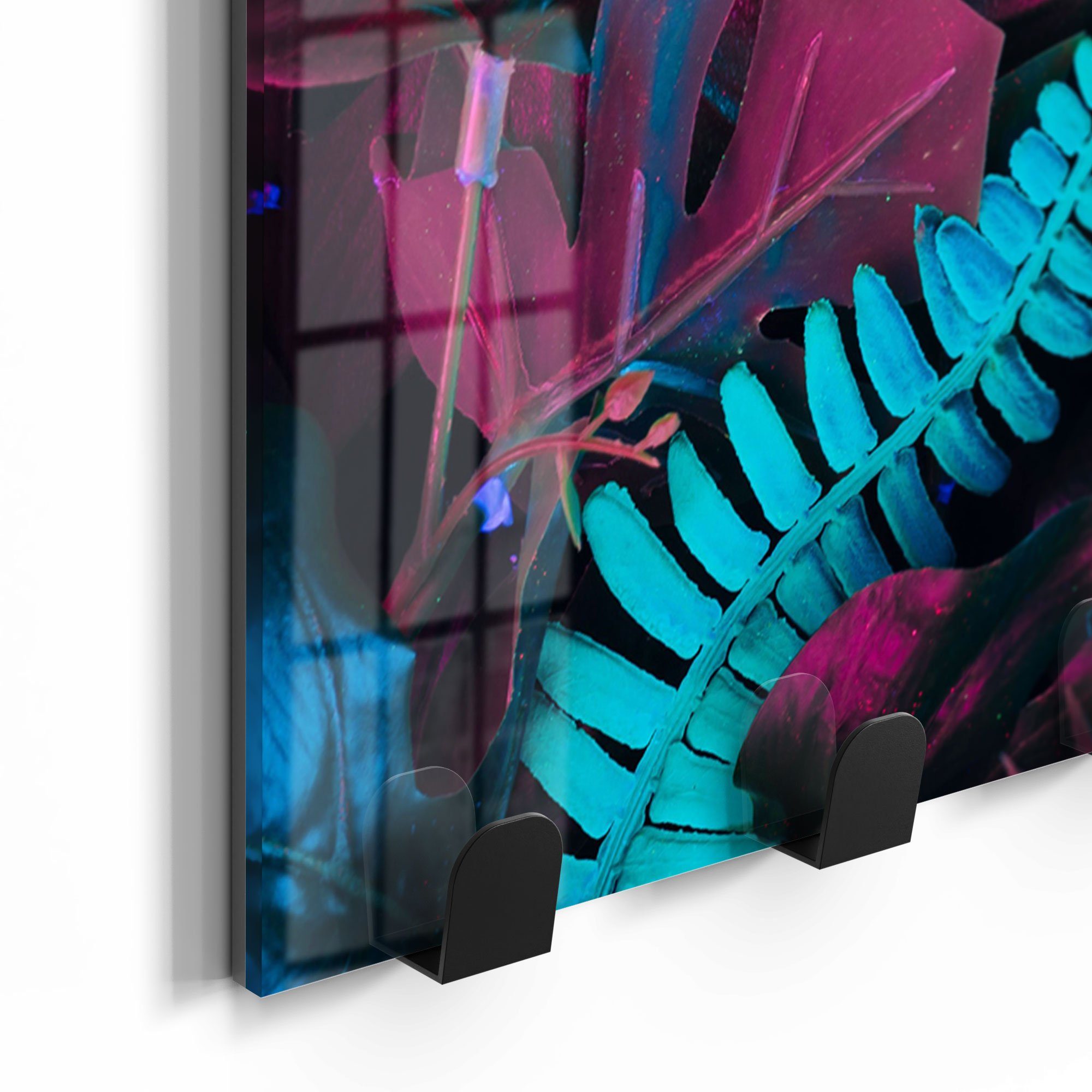 magnetisch Blattwerk', DEQORI beschreibbar Garderobe Kleiderhaken 'Gefärbtes Paneel Glas
