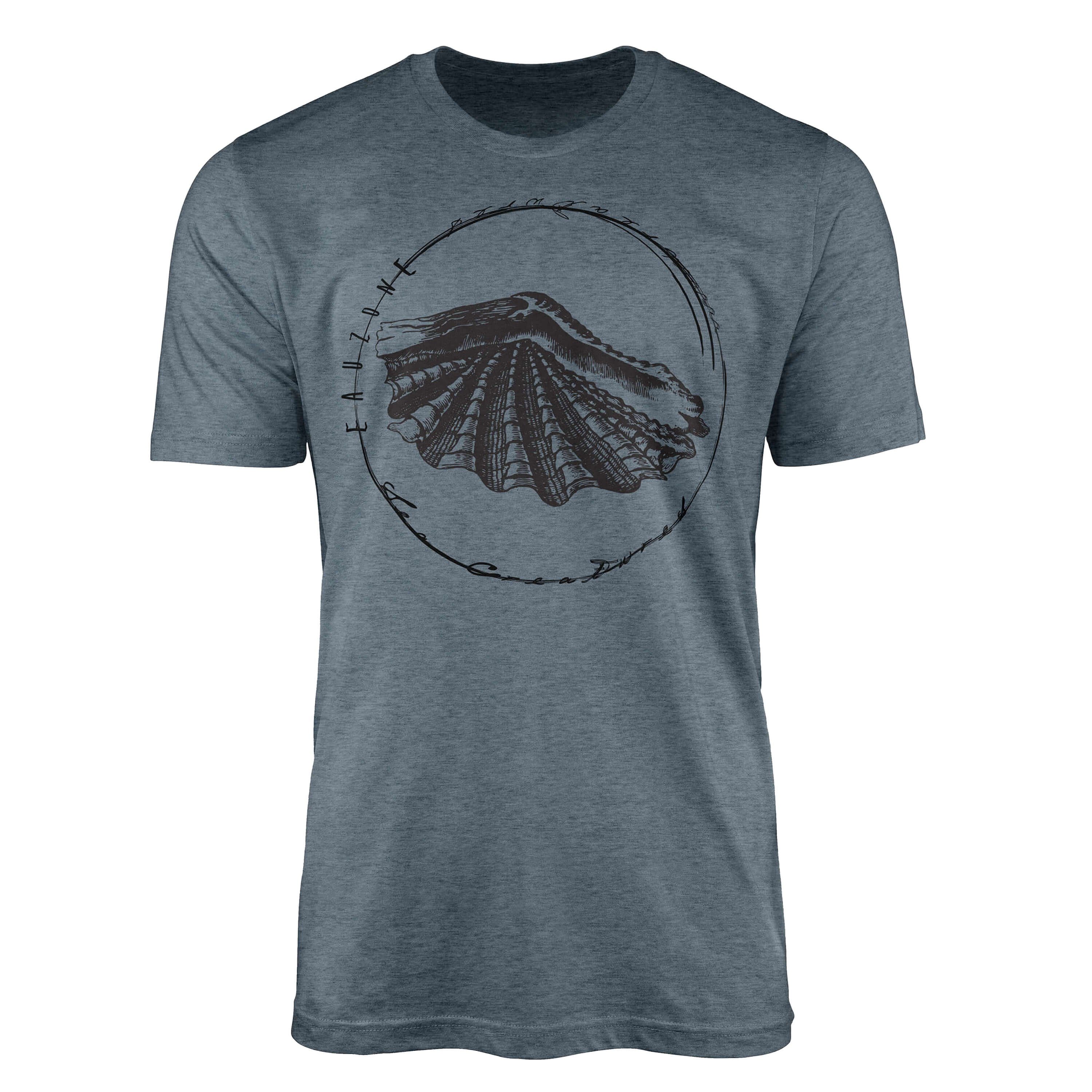Sinus Art T-Shirt T-Shirt Tiefsee Fische - Serie: Sea Creatures, feine Struktur und sportlicher Schnitt / Sea 081 Indigo