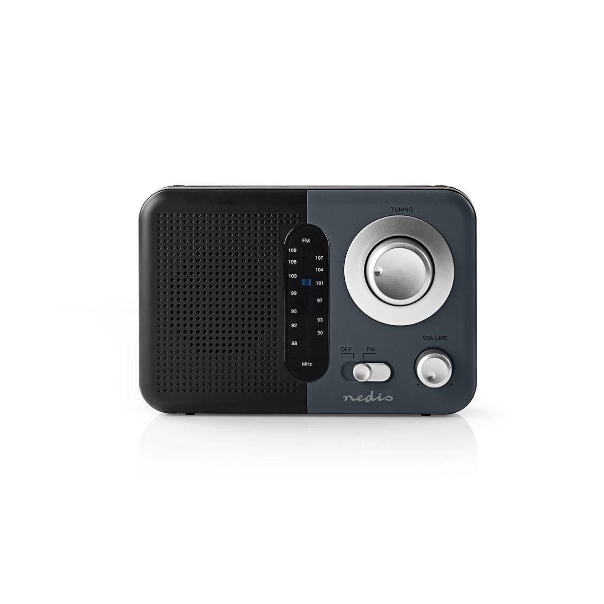 Nedis RDFM1300GY Radio (FM Radio, 2.4 W, UKW, Kopfhöreranschluss, tragbar für unterwegs)