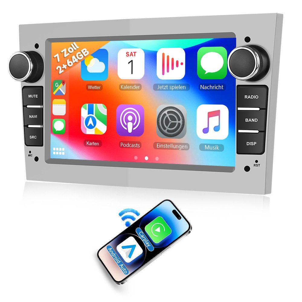 Hikity 7" 2 Din Android 15 Autoradio für Opel Astra/Vectra/Zafira Autoradio (Digitalradio (DAB), 2GB+64GB, Carplay & Android Auto & Mirror Link GPS)