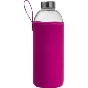 Livepac Office Trinkflasche Trinkflasche aus Glas mit Neoprensleeve / 1000ml / Neoprenfarbe: pink