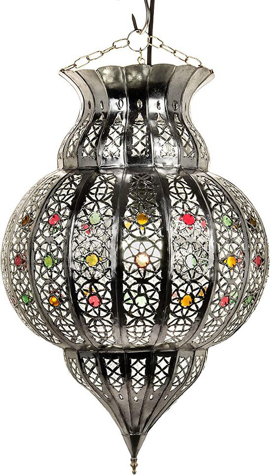 Marrakesch Orient & Mediterran Interior Deckenleuchte Orientalische Lampe Pendelleuchte Silber Jilan 42cm