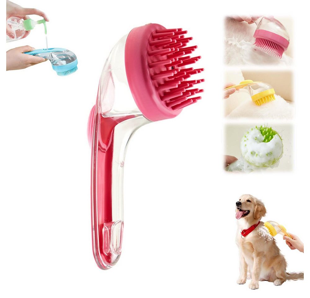 Ledander Fellbürste 2-in-1 Hundebürste mit Shampoo-Spender, Fellbürste Hund, Sanfte Massagebürste für Hunde, reduziert Haarausfall