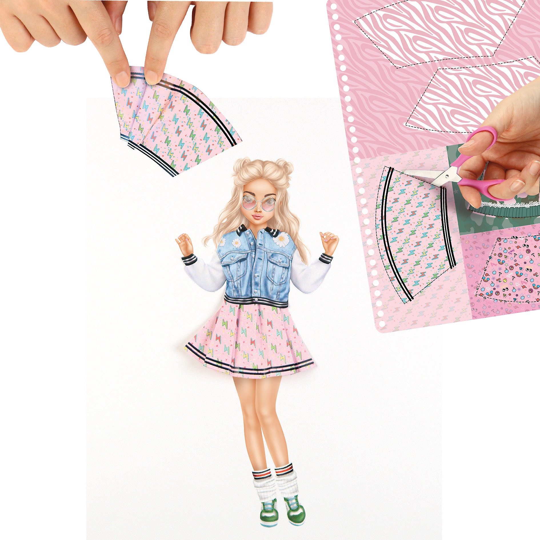Depesche Schmuckset TOPModel Stickerbuch Ballerina 20 Seiten mit Designpapier, Rosa, inkl. 5 Stickerbogen, zum Selbstgestalten – Bild 2 von 4