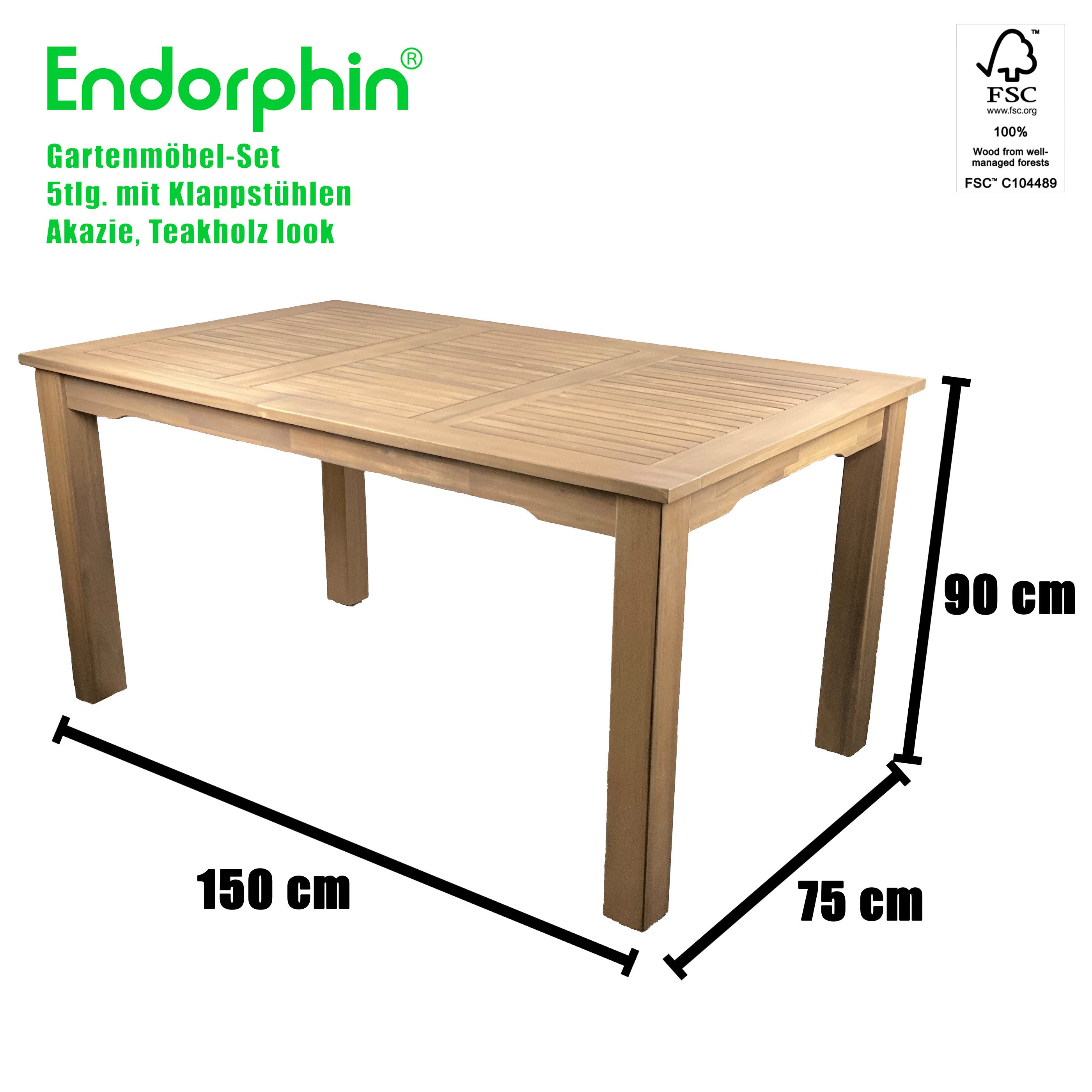 Endorphin Garten-Essgruppe Gartenset aus Akazienholz im Teakholz look, Gartenmöbel, FSC zertifizi
